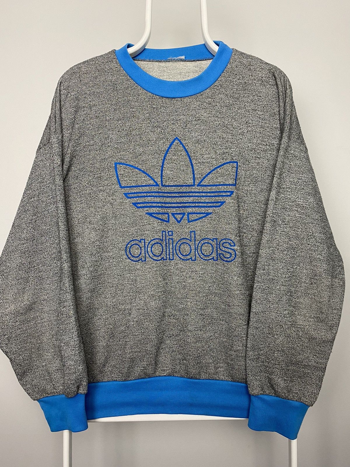 Adidas × Vintage Adidas vintage sweatshirt center logo sweatshirt grey blue Size US L / EU 52-54 / 3 - 1 Thumbnail