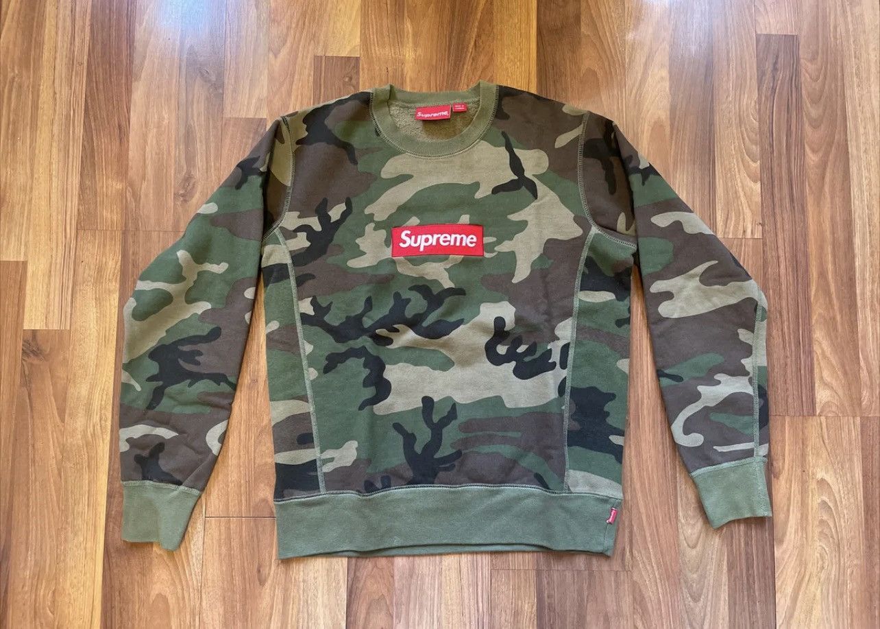 image of Supreme Camo Box Logo Crewneck Size Small, Men's