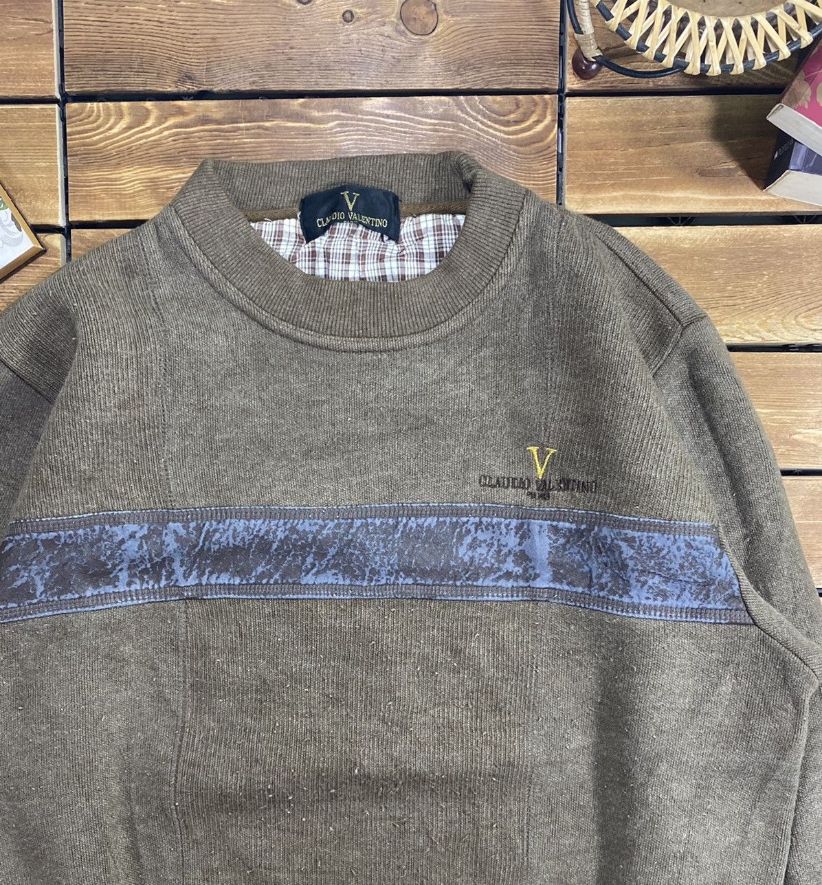 Japanese Brand × Valentino × Vintage Vintage Claudio Valentino Sweatshirt Small Logo Stripes L Size US L / EU 52-54 / 3 - 7 Thumbnail