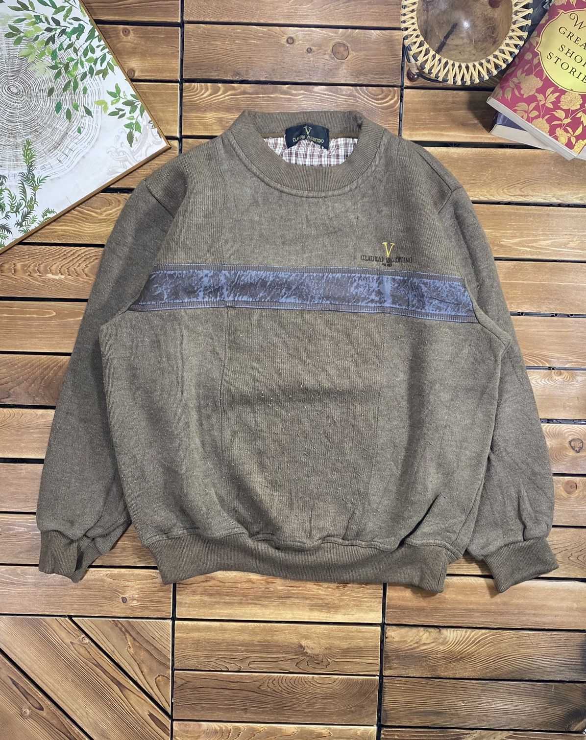 Japanese Brand × Valentino × Vintage Vintage Claudio Valentino Sweatshirt Small Logo Stripes L Size US L / EU 52-54 / 3 - 2 Thumbnail