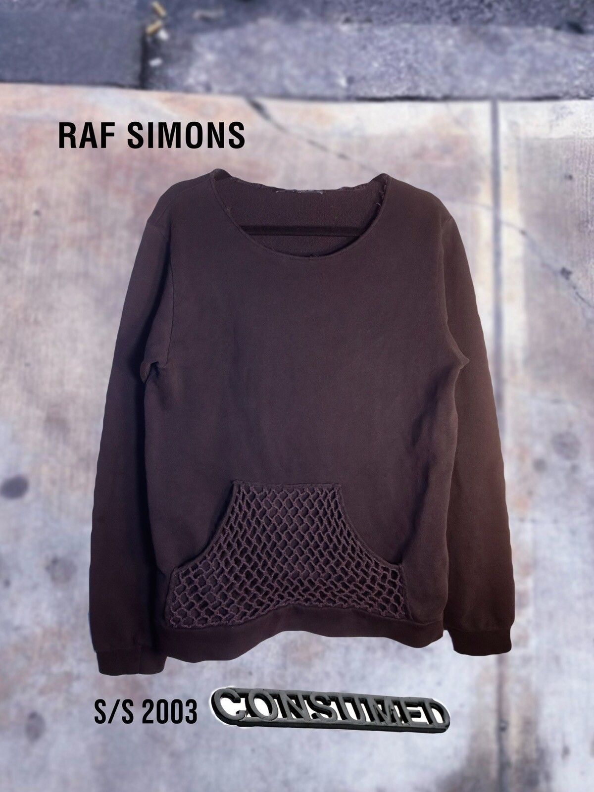 Pre-owned Raf Simons S/s 2003 “consumed” Fishnet Sweatshirt Size S-m In Black