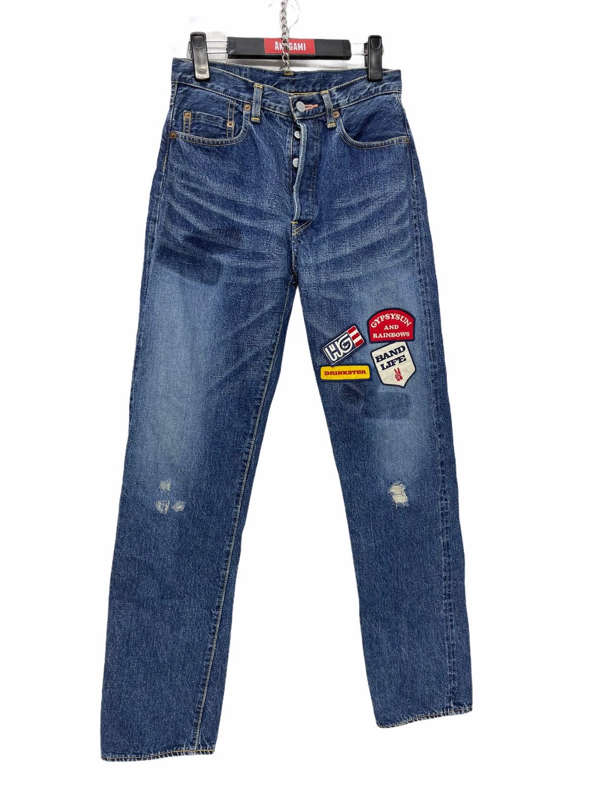 Hysteric Glamour 🎶Rare Vtg 90s Hysteric Groupie Denim Patches Straight 3🟦0 Size US 27 - 1 Thumbnail