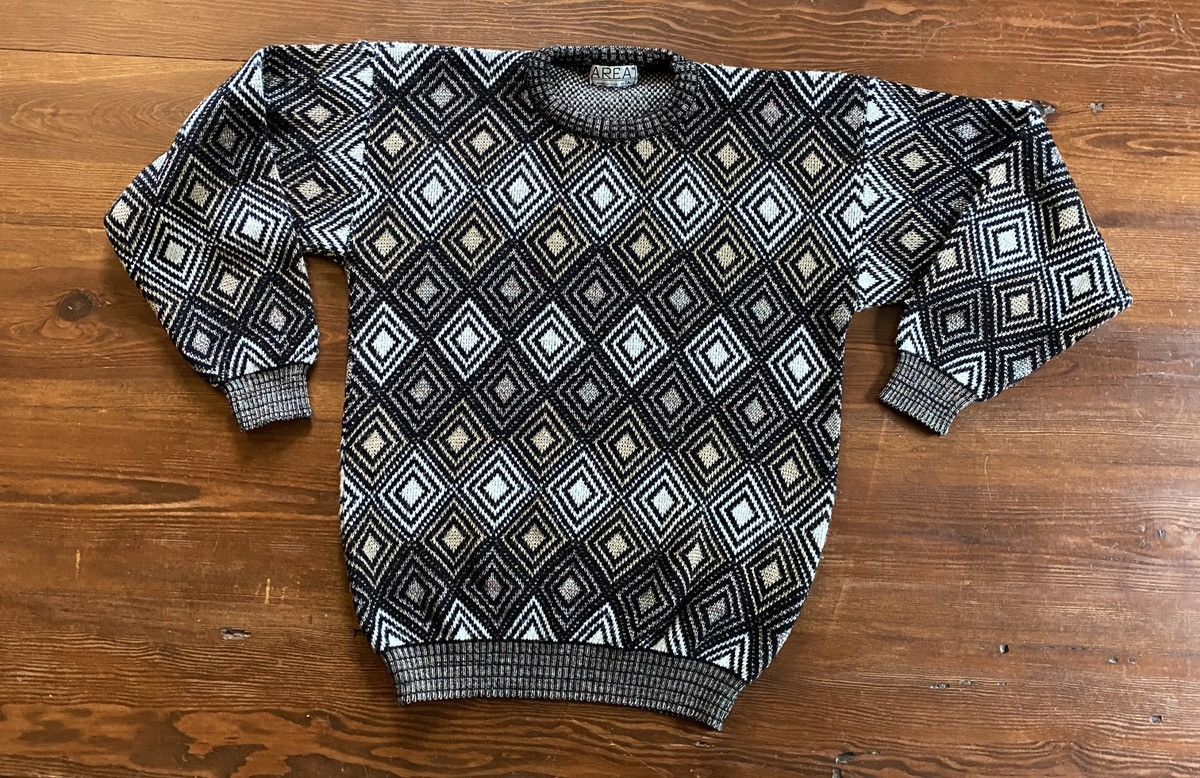 Vintage Vintage 80’s Area Diamond Pattern Knit Sweater Size US M / EU 48-50 / 2 - 2 Thumbnail