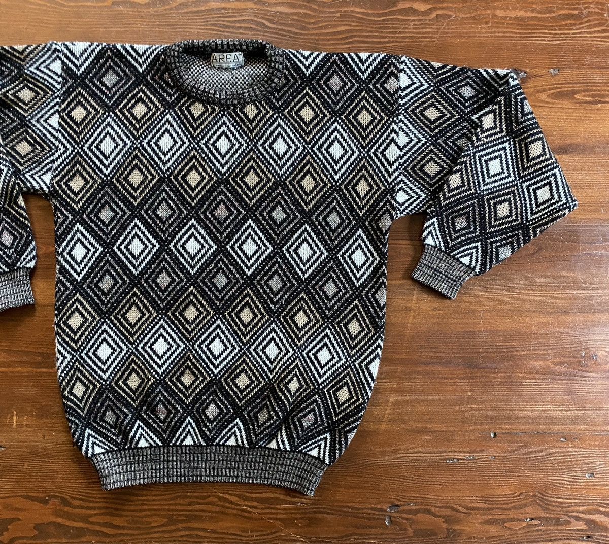 Vintage Vintage 80’s Area Diamond Pattern Knit Sweater Size US M / EU 48-50 / 2 - 1 Thumbnail