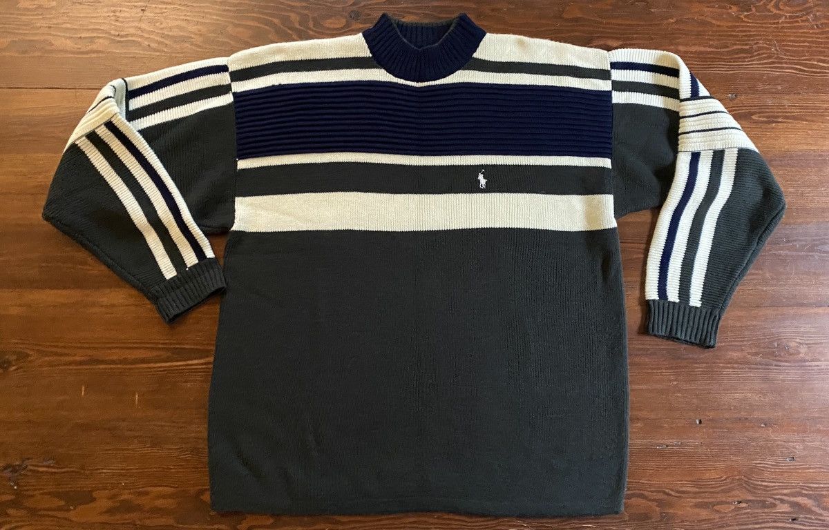 Polo Ralph Lauren Vintage 90’s Polo Ralph Lauren Sport Stripe Ribbed Sweater Size US XXL / EU 58 / 5 - 2 Thumbnail