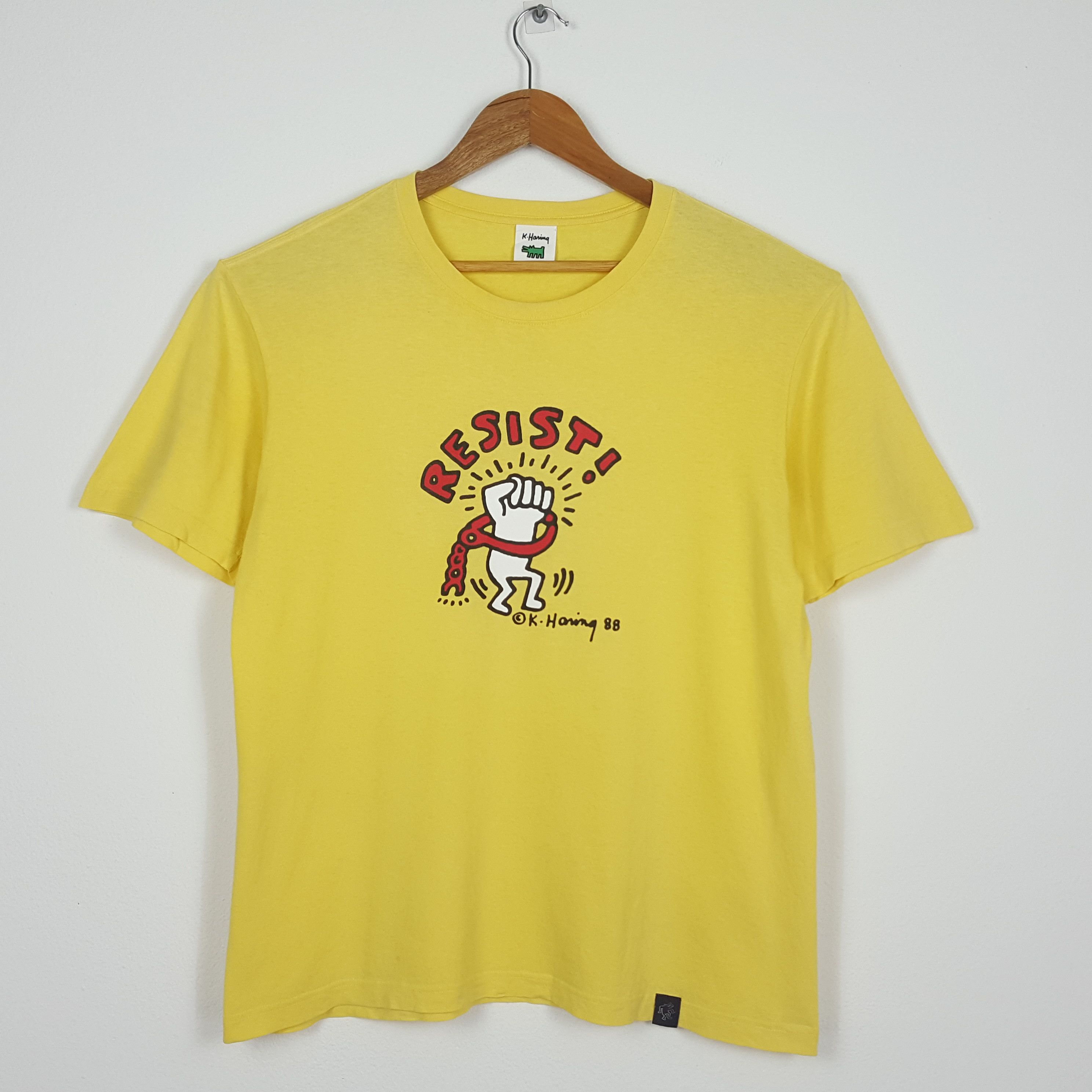 Japanese Brand × Vintage Vintage KEITH HARING RESIST K.Haring 88 Design t-shirt Size US L / EU 52-54 / 3 - 1 Thumbnail