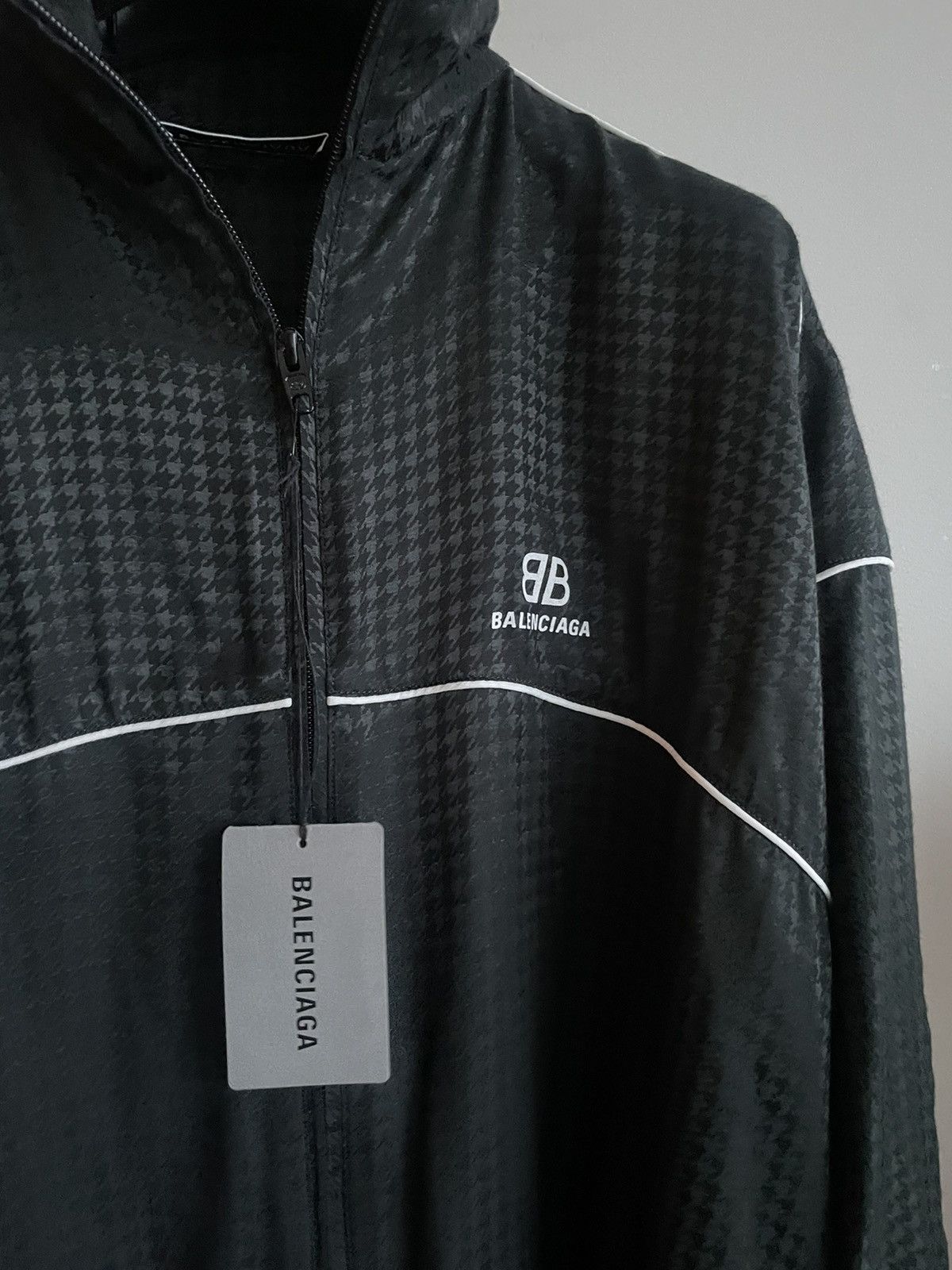 Balenciaga $2k Runway NEW Houndstooth Jacquard Windbreaker Logo Jacket Size US L / EU 52-54 / 3 - 20 Thumbnail