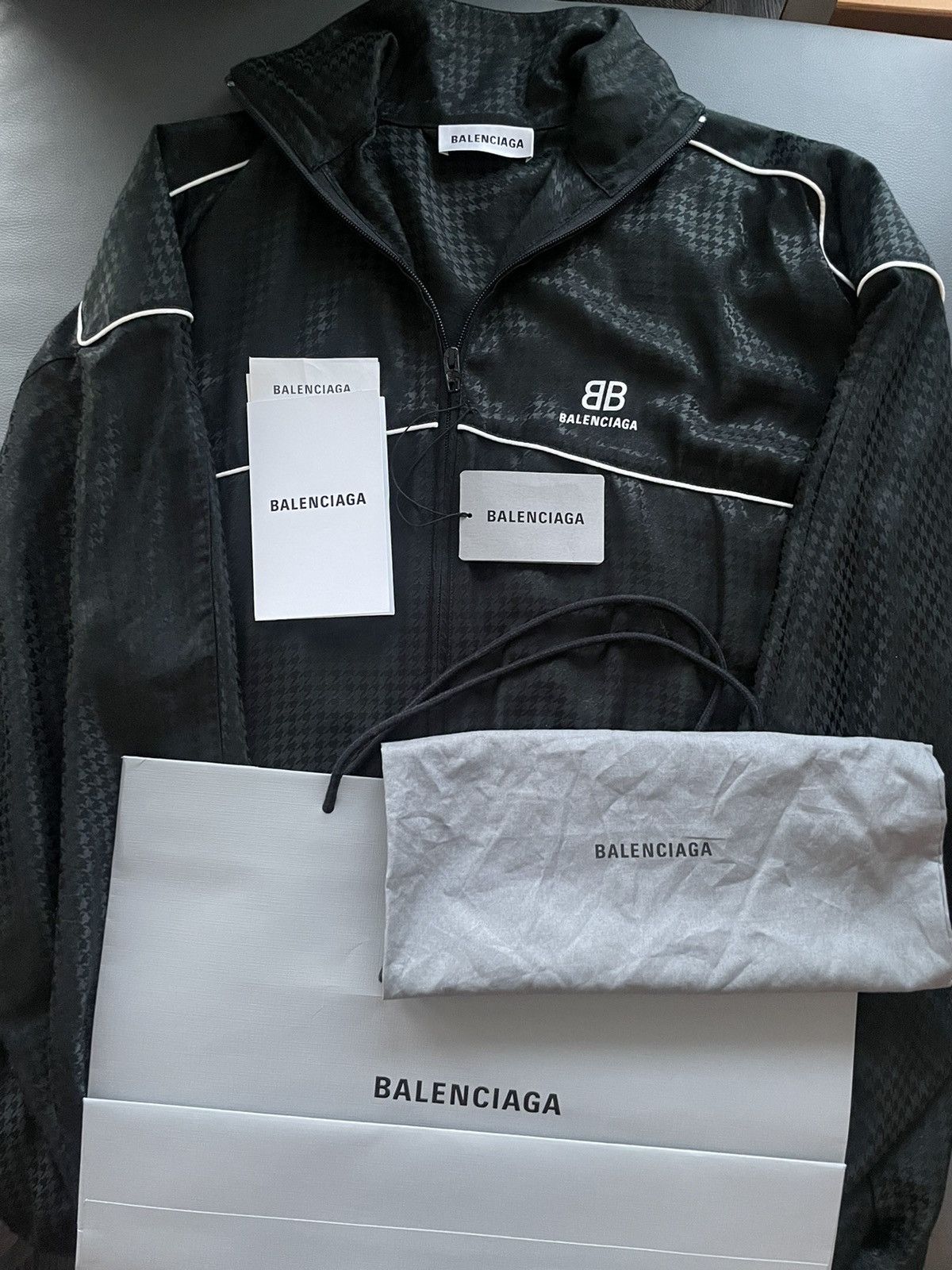 Balenciaga $2k Runway NEW Houndstooth Jacquard Windbreaker Logo Jacket Size US L / EU 52-54 / 3 - 17 Thumbnail