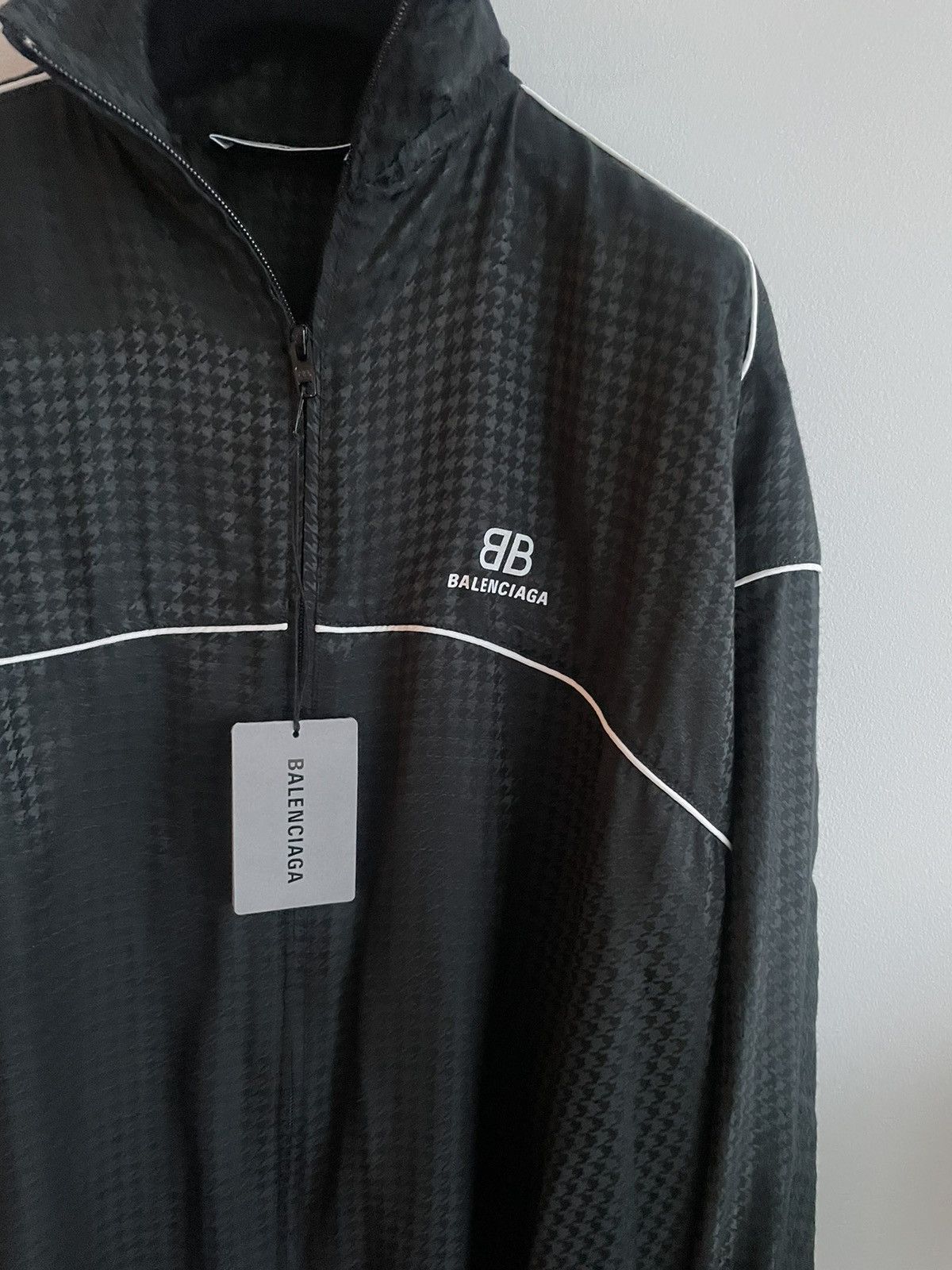 Balenciaga $2k Runway NEW Houndstooth Jacquard Windbreaker Logo Jacket Size US L / EU 52-54 / 3 - 18 Thumbnail
