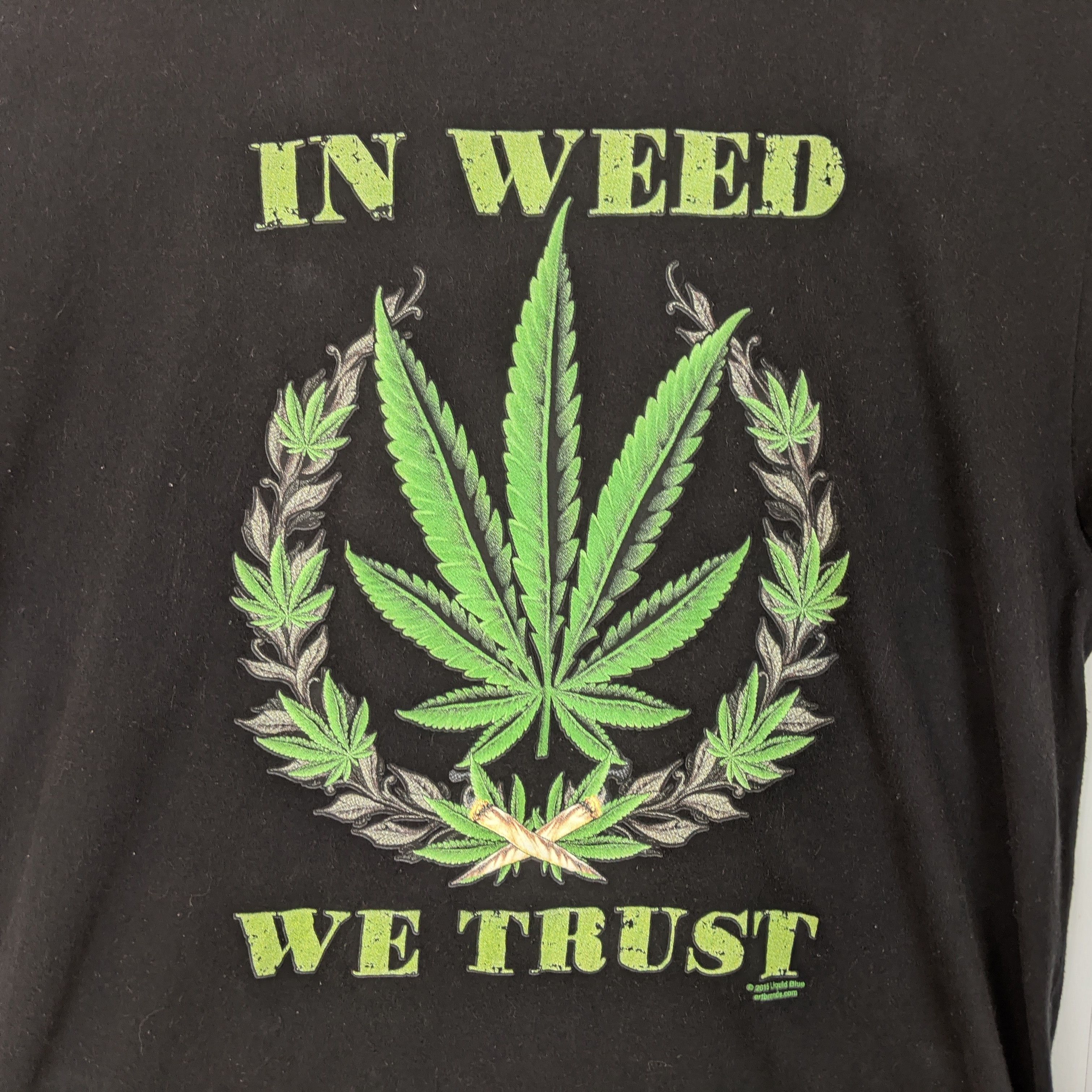 Bob Marley 2015 LIQUID BLUE In Weed We Trust Big Image T-Shirt Size US L / EU 52-54 / 3 - 5 Thumbnail
