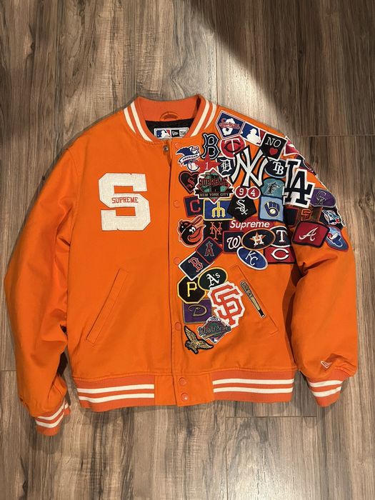 Supreme Supreme New Era MLB Varsity Jacket Orange | Grailed