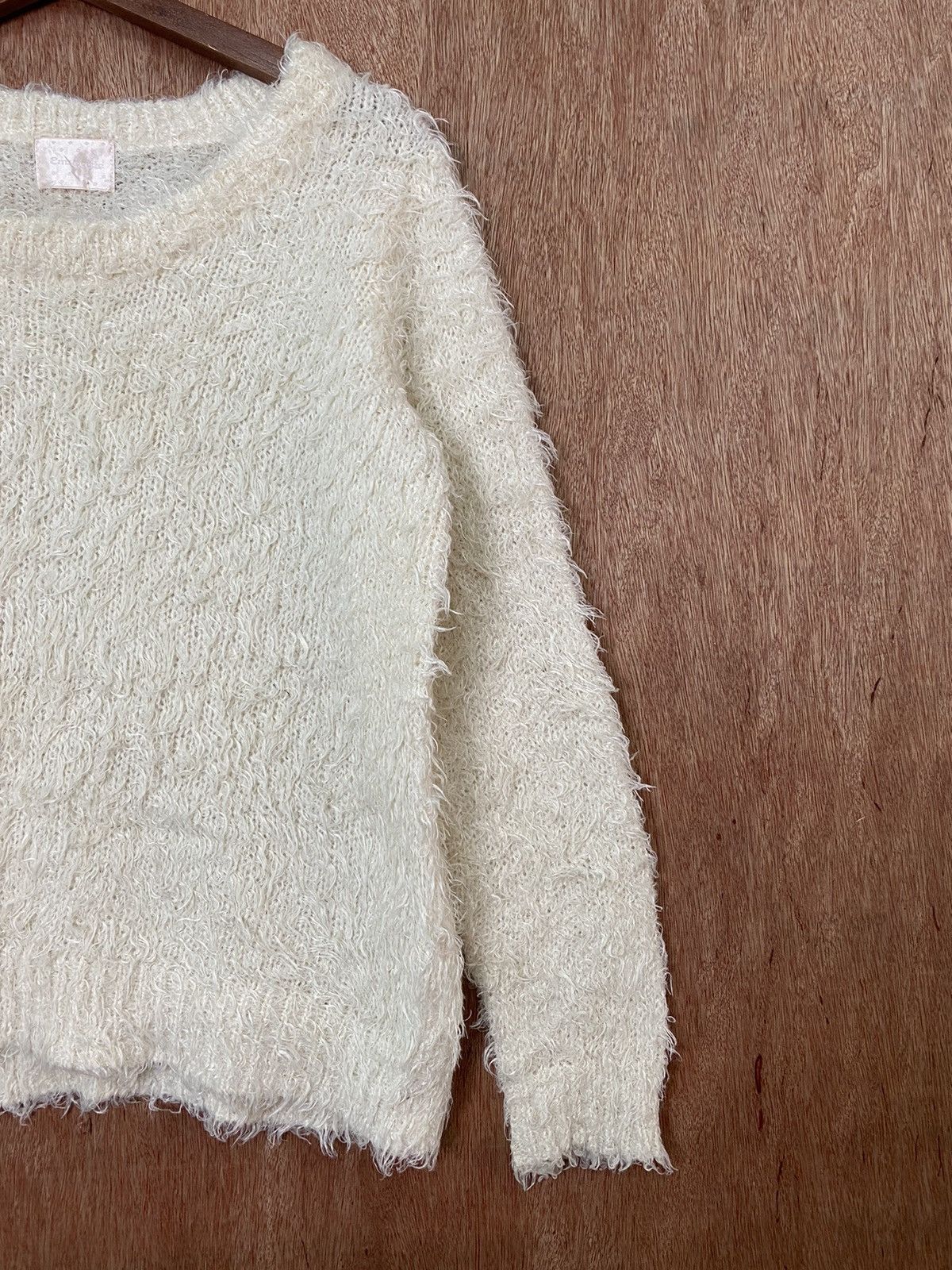 Homespun Knitwear DL Emsexcite White Mohair shag shaggy Knit Sweaters #B556 Size US M / EU 48-50 / 2 - 3 Thumbnail
