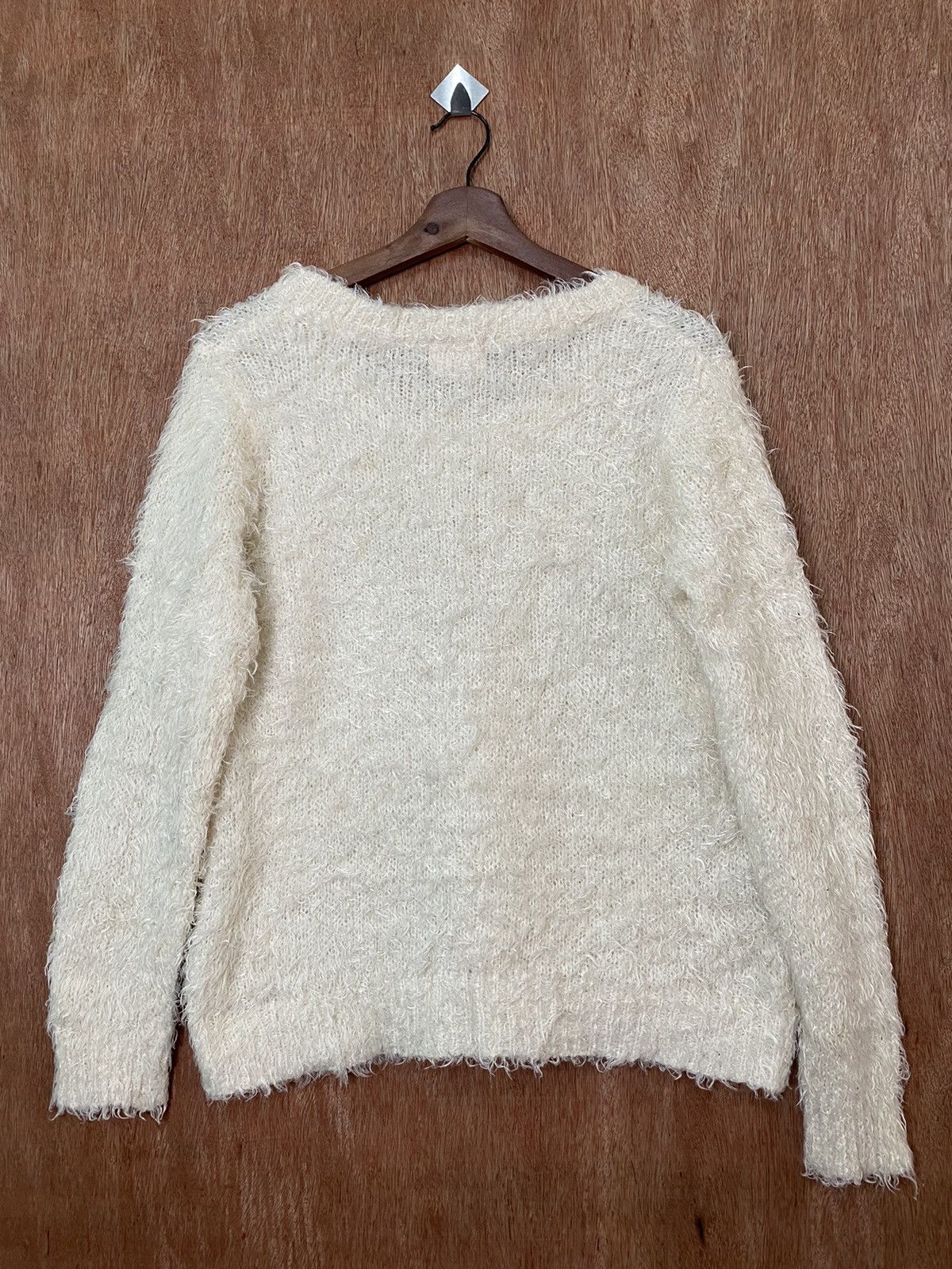 Homespun Knitwear DL Emsexcite White Mohair shag shaggy Knit Sweaters #B556 Size US M / EU 48-50 / 2 - 5 Thumbnail