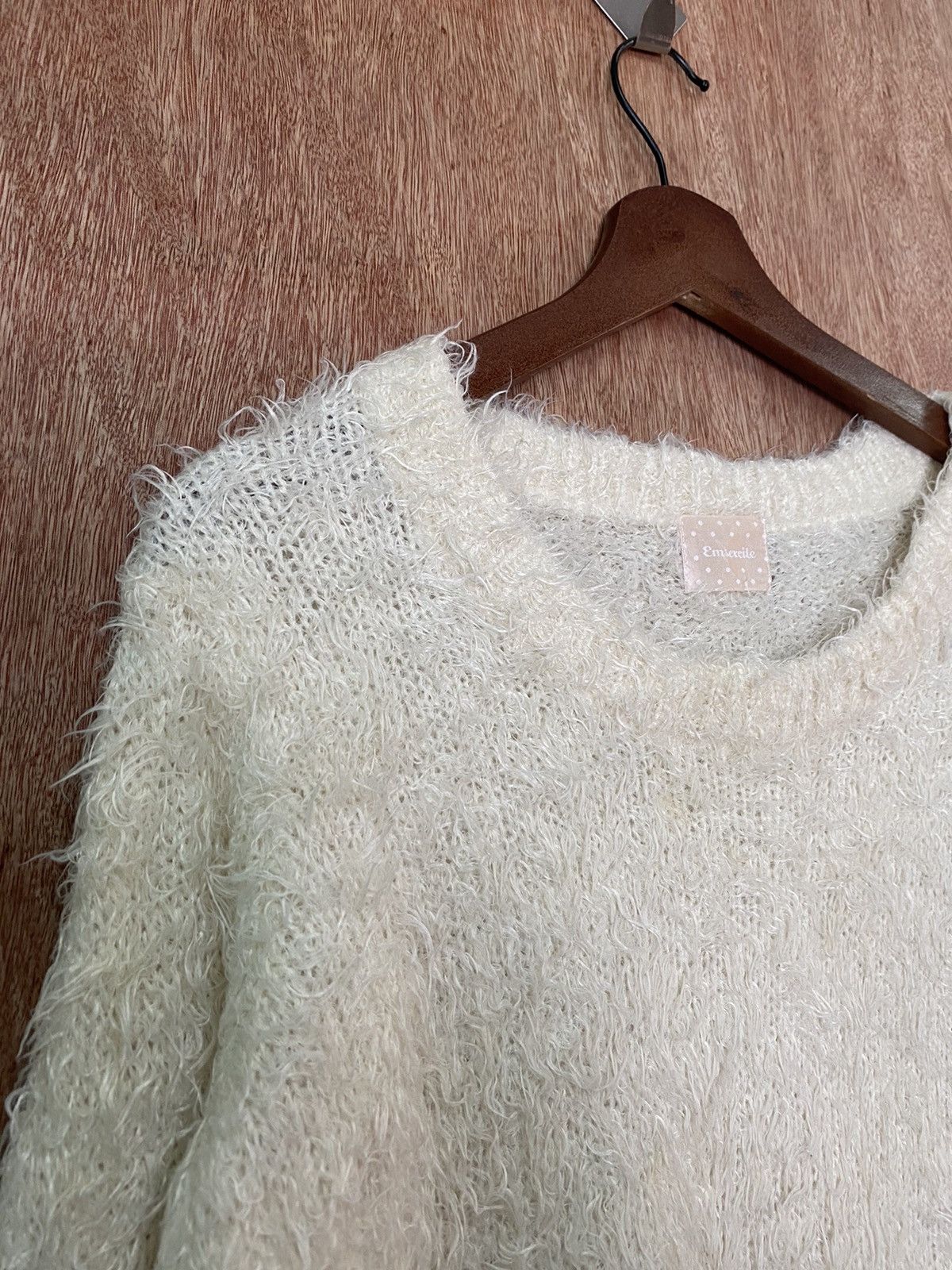 Homespun Knitwear DL Emsexcite White Mohair shag shaggy Knit Sweaters #B556 Size US M / EU 48-50 / 2 - 4 Thumbnail