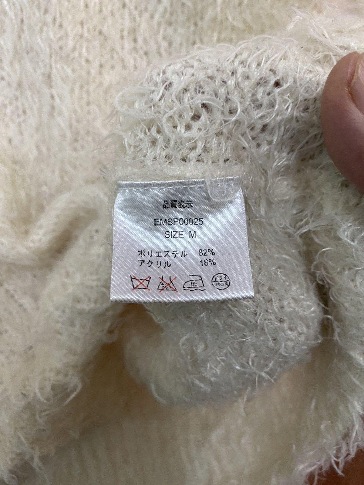 Homespun Knitwear DL Emsexcite White Mohair shag shaggy Knit Sweaters #B556 Size US M / EU 48-50 / 2 - 7 Thumbnail