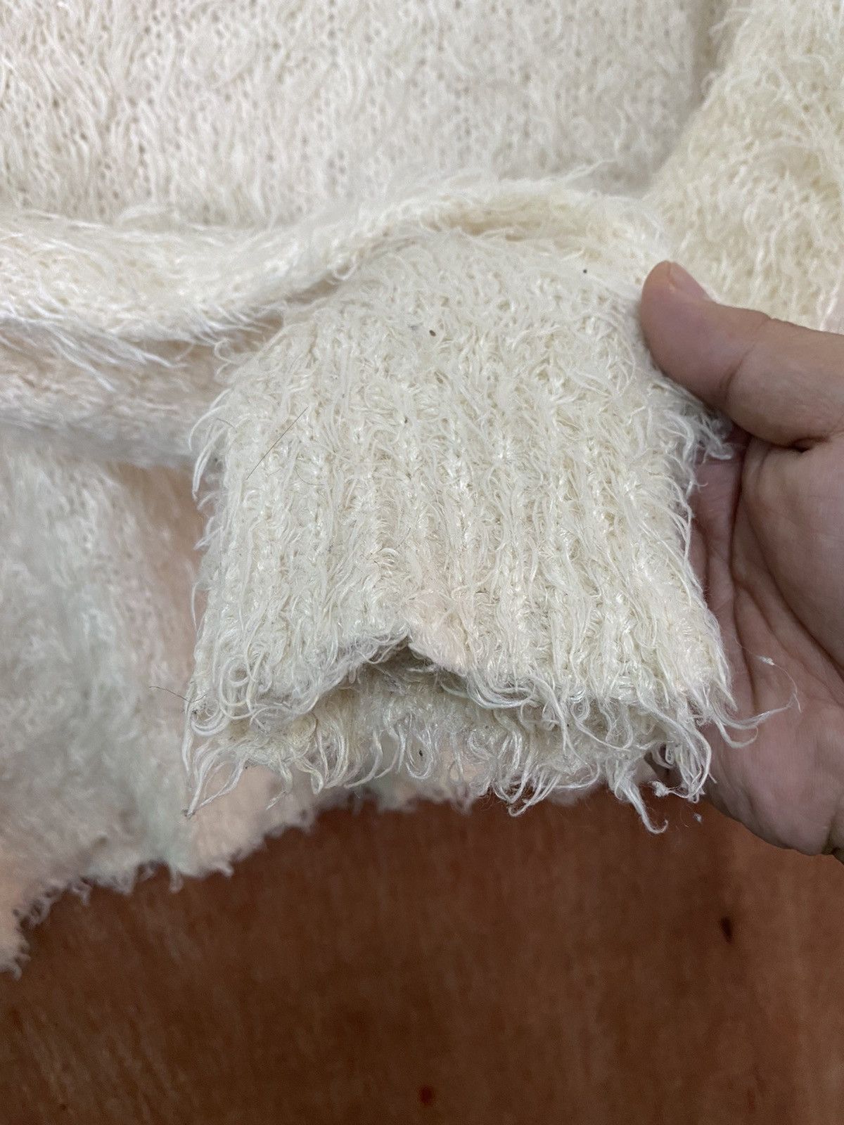 Homespun Knitwear DL Emsexcite White Mohair shag shaggy Knit Sweaters #B556 Size US M / EU 48-50 / 2 - 8 Thumbnail