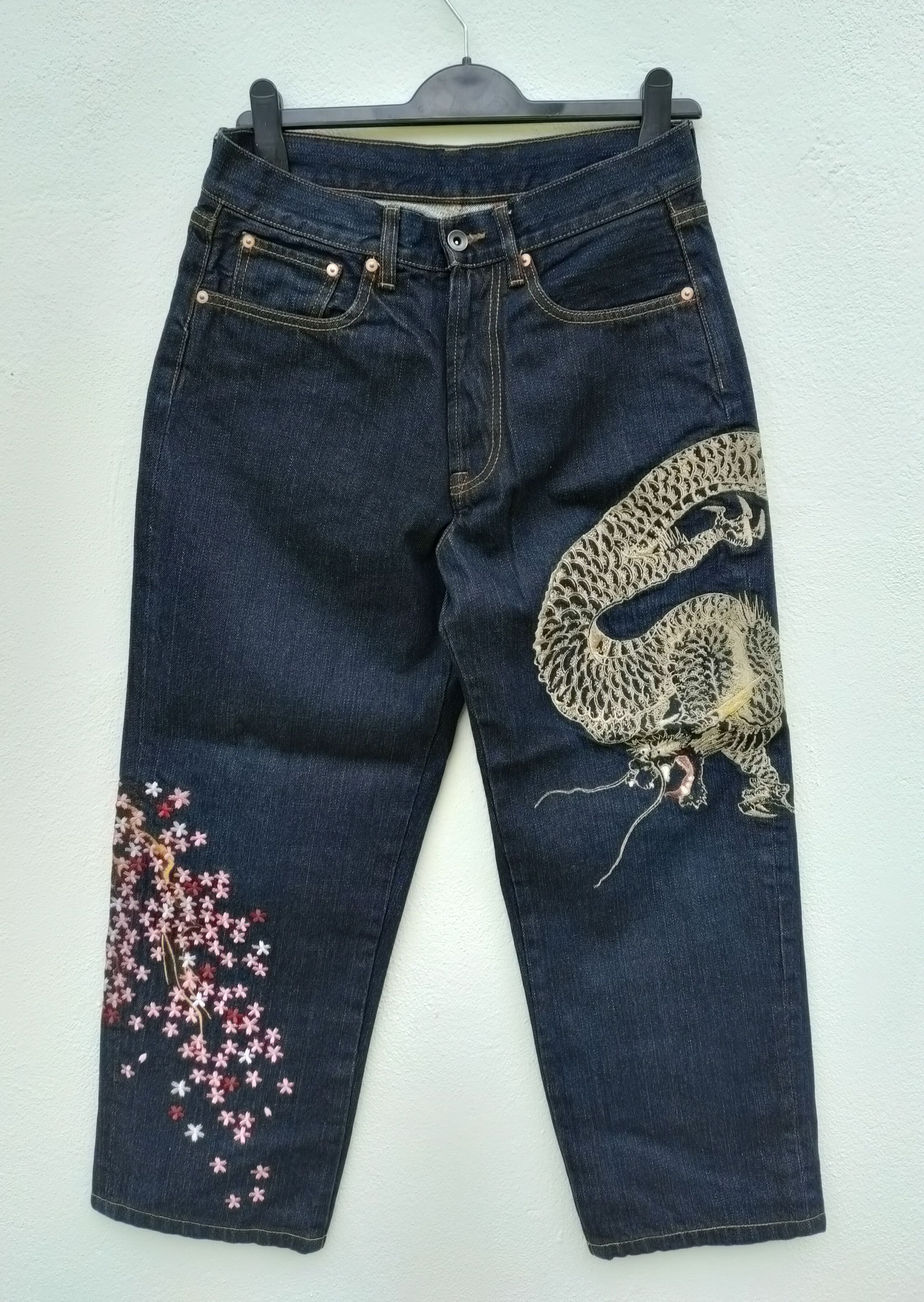 Sukajan Dragon Sakura Baggy Denim