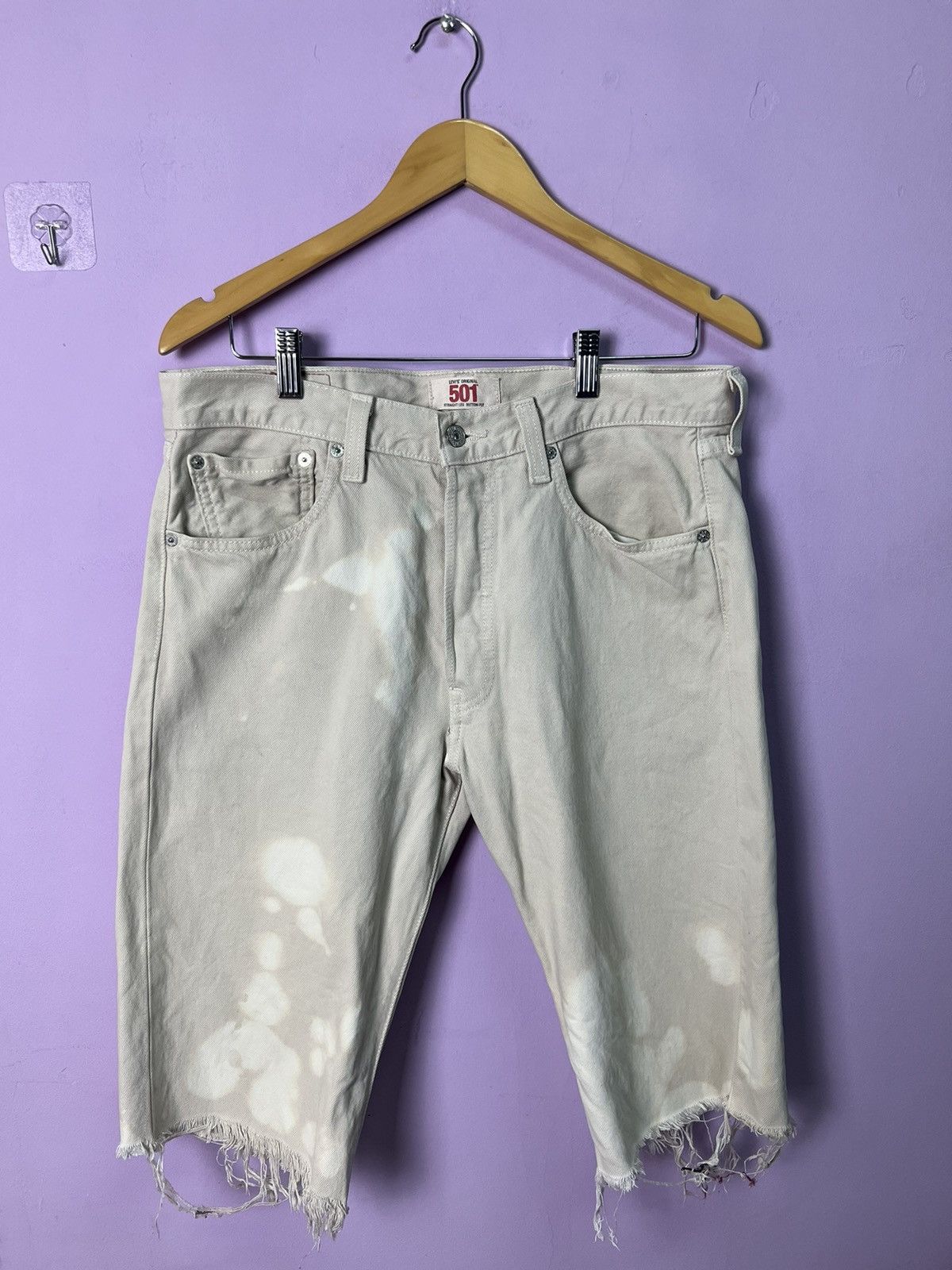Levi's 🔥Distressed Levis 501 Cropped Denim Size US 34 / EU 50 - 3 Thumbnail