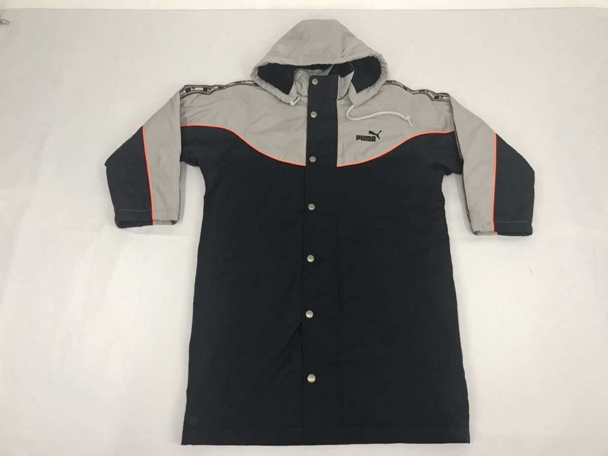 image of Athletic x Puma Parka Jacket Coach Raincoat Hoodie in Black/Grey, Men's (Size Medium)