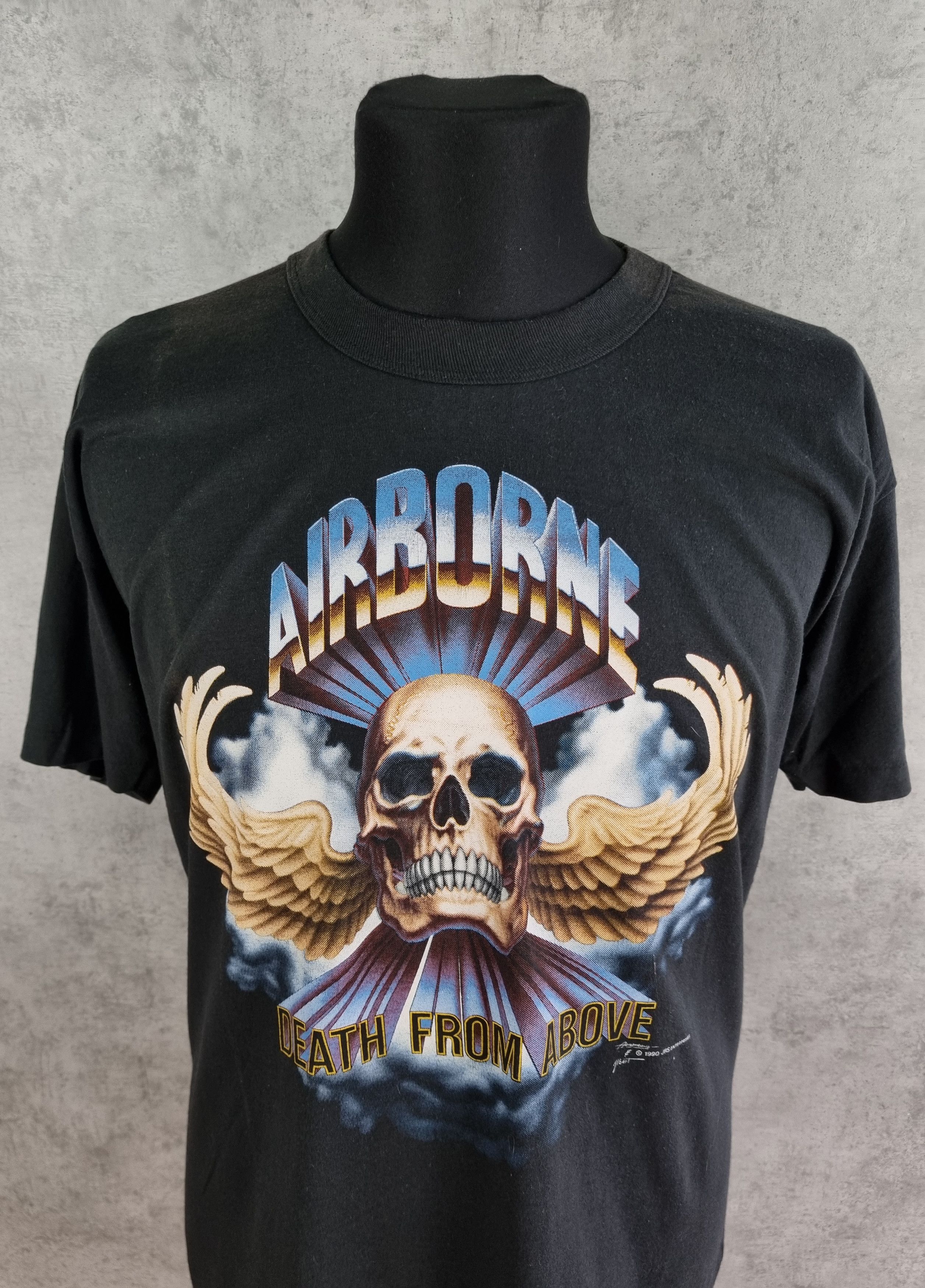 Harley Davidson × Vintage Single stitch 1990 AIRBORNE Death from Above Tee Shirt Size US L / EU 52-54 / 3 - 1 Thumbnail