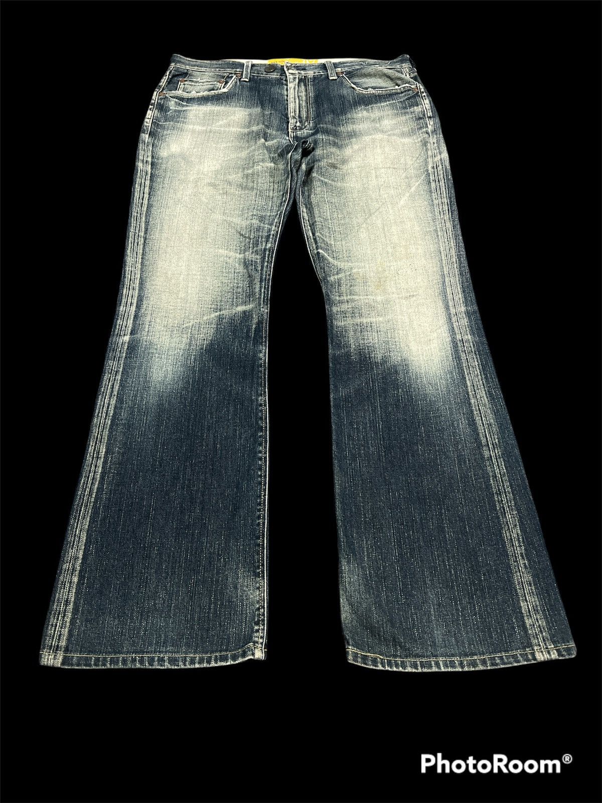 Japanese Brand Back Number 07 Distressed Denim Flare Size US 35 - 2 Thumbnail