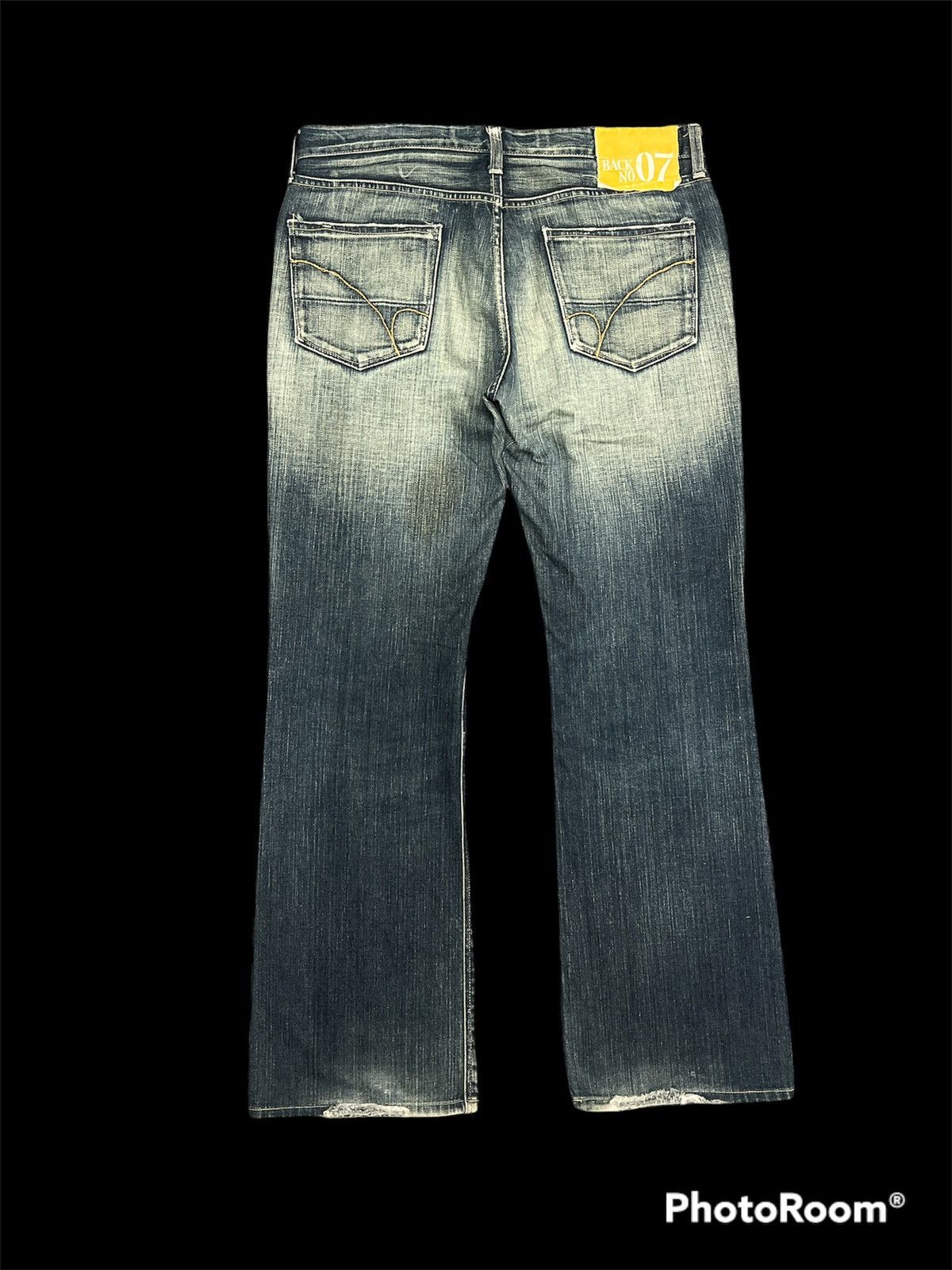 Japanese Brand Back Number 07 Distressed Denim Flare Size US 35 - 5 Thumbnail