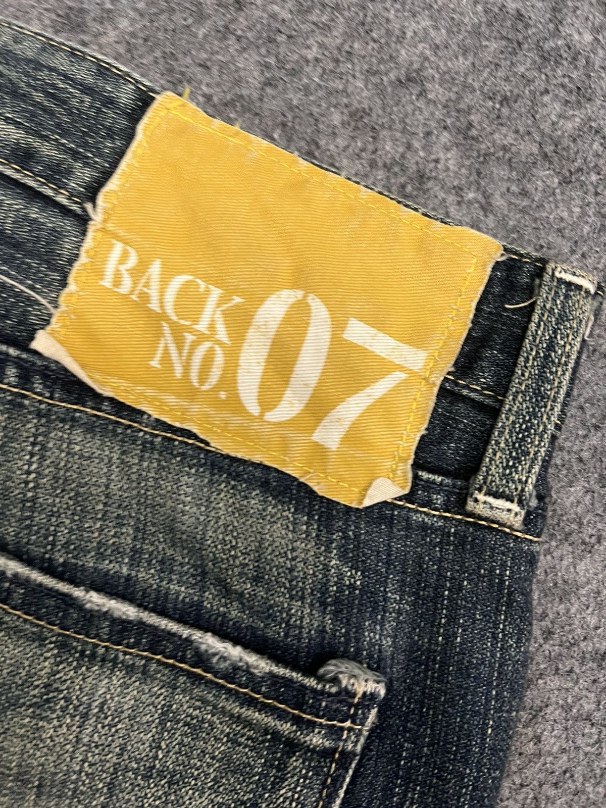 Japanese Brand Back Number 07 Distressed Denim Flare Size US 35 - 7 Thumbnail