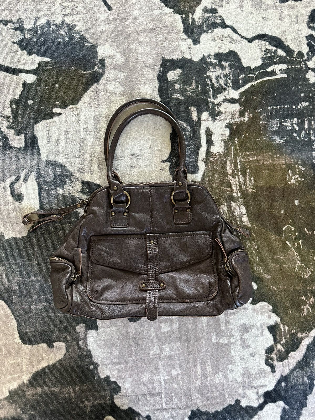 image of 1990S Y’Saccs By Yohji Yamamoto Carry Leather Bag in Dark Brown, Men's