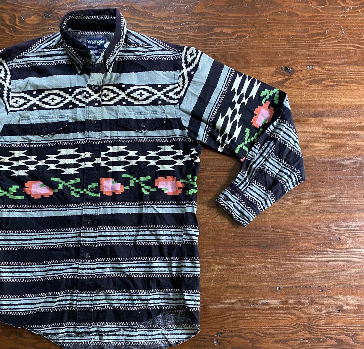 Wrangler Vintage 80s Wrangler Cowboy Cut Western Button Up Size US M / EU 48-50 / 2 - 1 Thumbnail