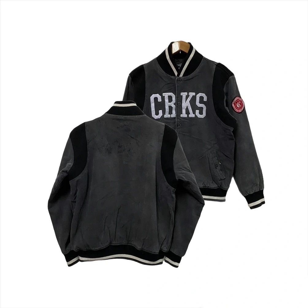 image of Crooks Castles x Varsity Jacket Sun Fadded Union Craft Crook & Castles Distressed Varsity in Faded 