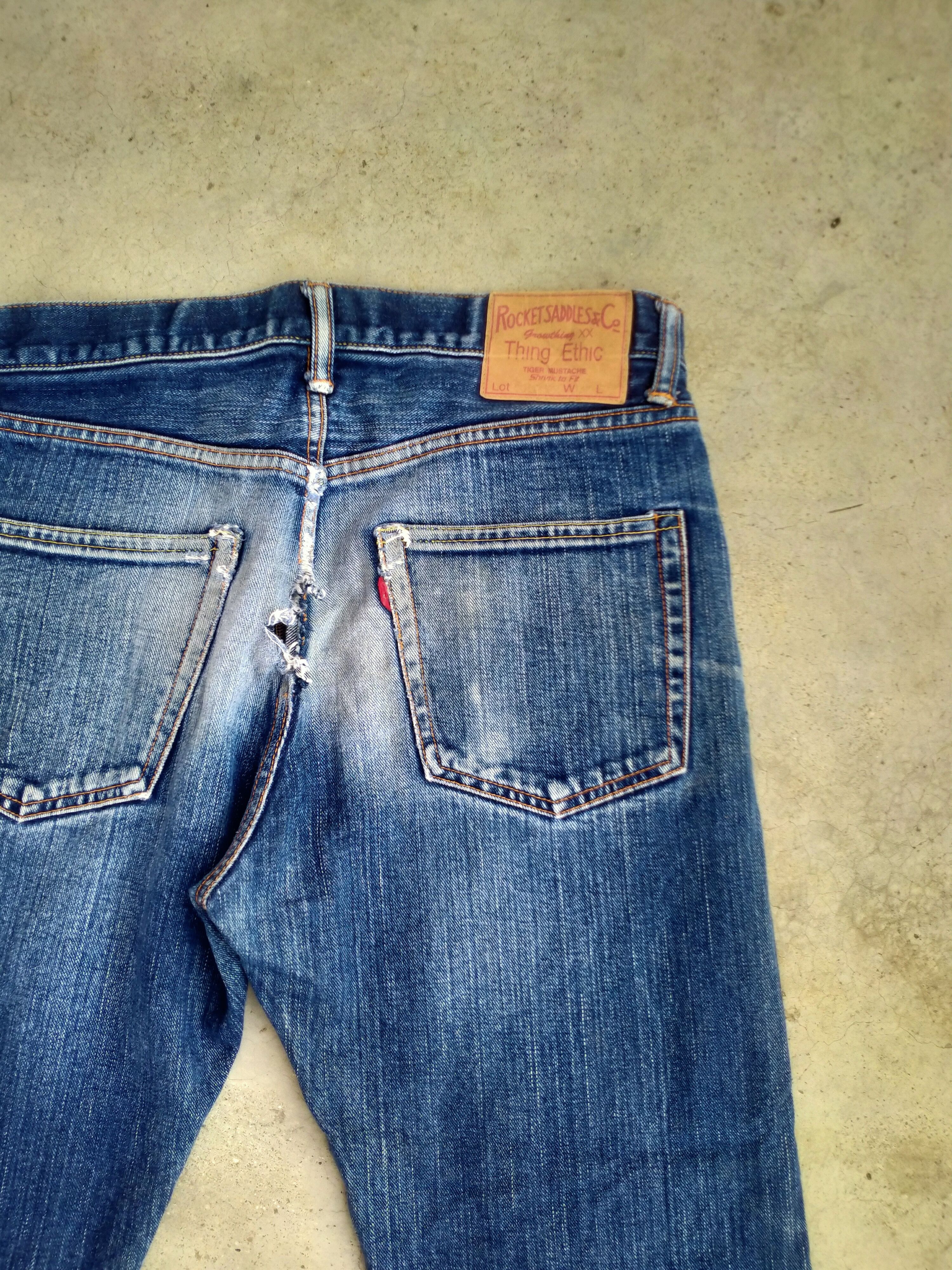 Japanese Brand DISTRESSED ROCKET SADDLES & CO SELVEDGE DENIM Size US 32 / EU 48 - 10 Thumbnail