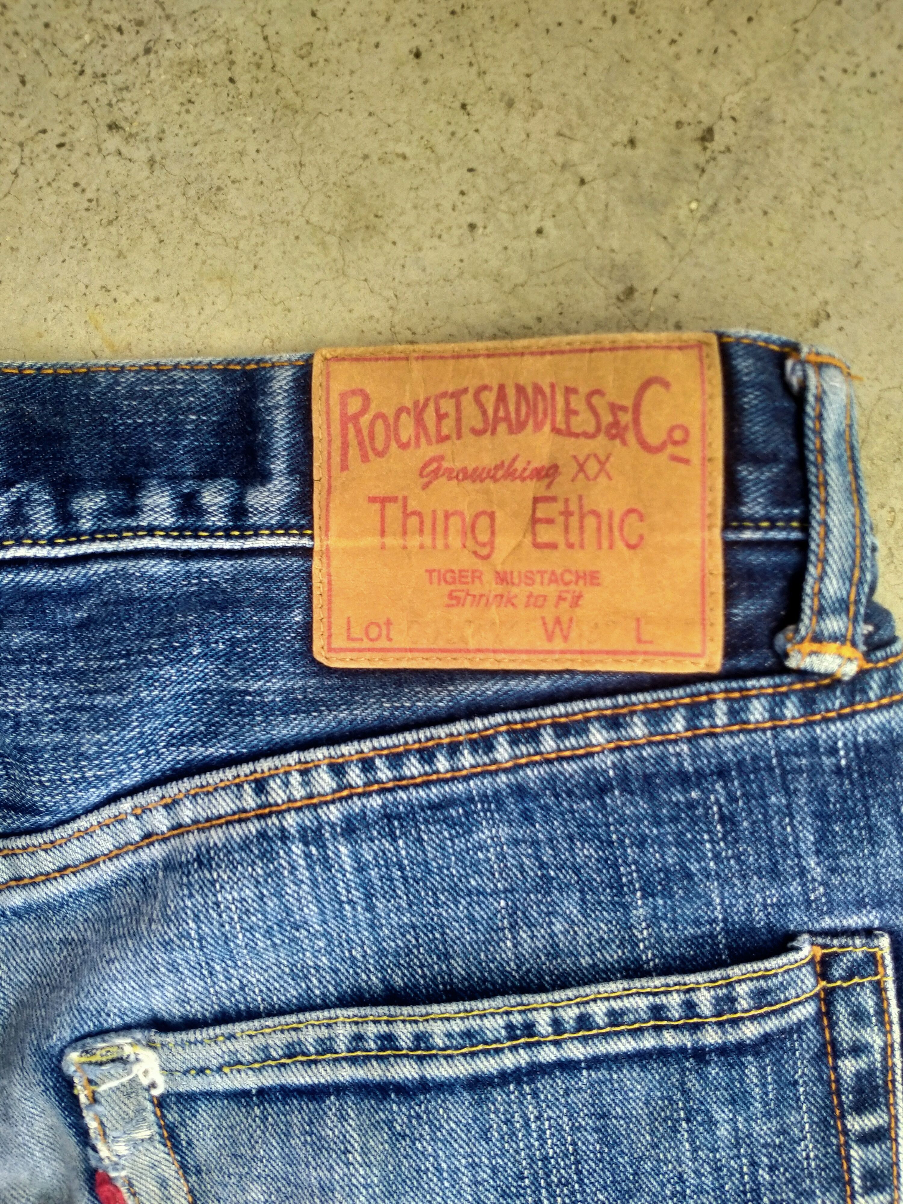 Japanese Brand DISTRESSED ROCKET SADDLES & CO SELVEDGE DENIM Size US 32 / EU 48 - 8 Thumbnail