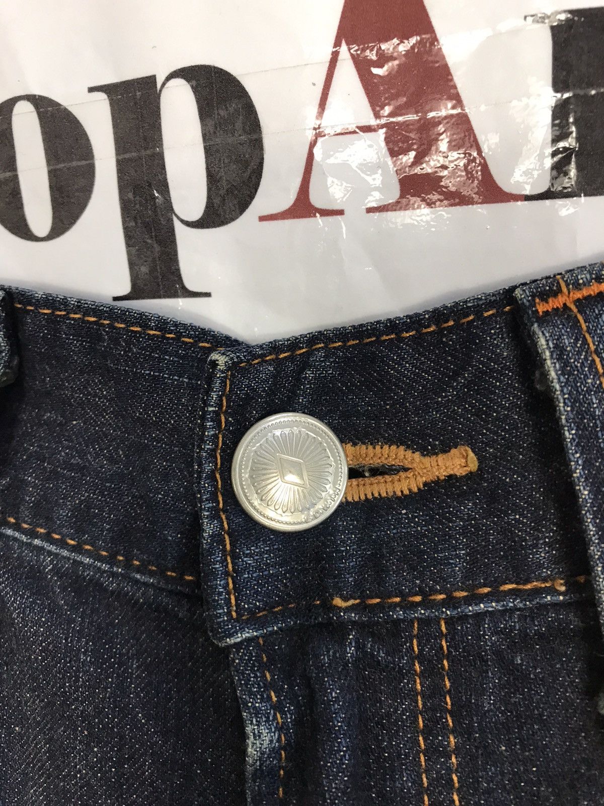 Edwin × Vintage Vintage Edwin Distressed Denim Back Side Leather Style Size US 31 - 10 Thumbnail