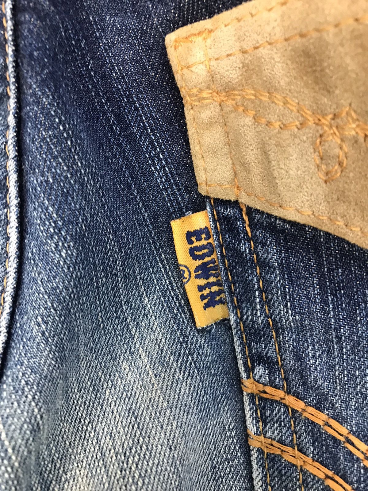 Edwin × Vintage Vintage Edwin Distressed Denim Back Side Leather Style Size US 31 - 15 Thumbnail