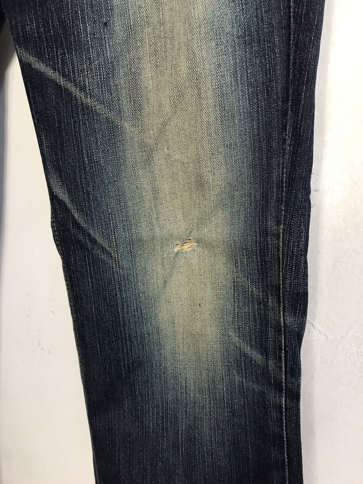 Edwin × Vintage Vintage Edwin Distressed Denim Back Side Leather Style Size US 31 - 6 Thumbnail