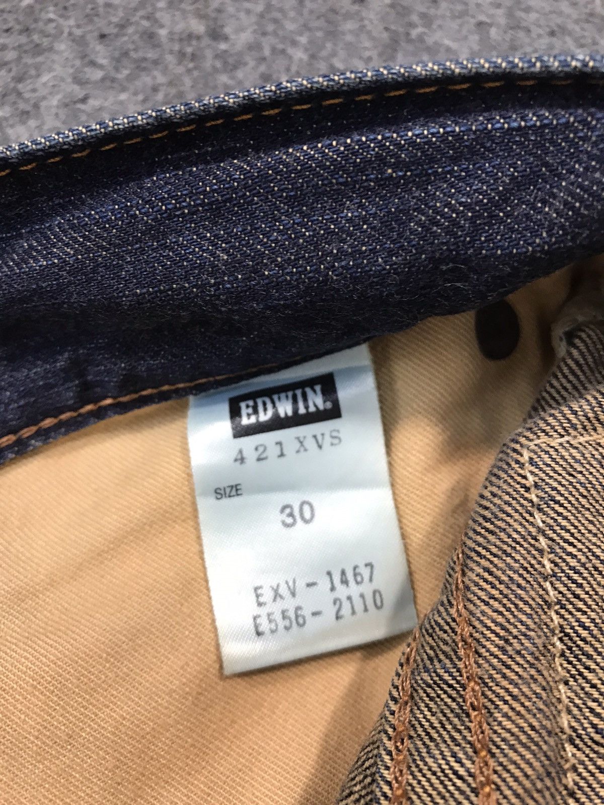 Edwin × Vintage Vintage Edwin Distressed Denim Back Side Leather Style Size US 31 - 18 Thumbnail