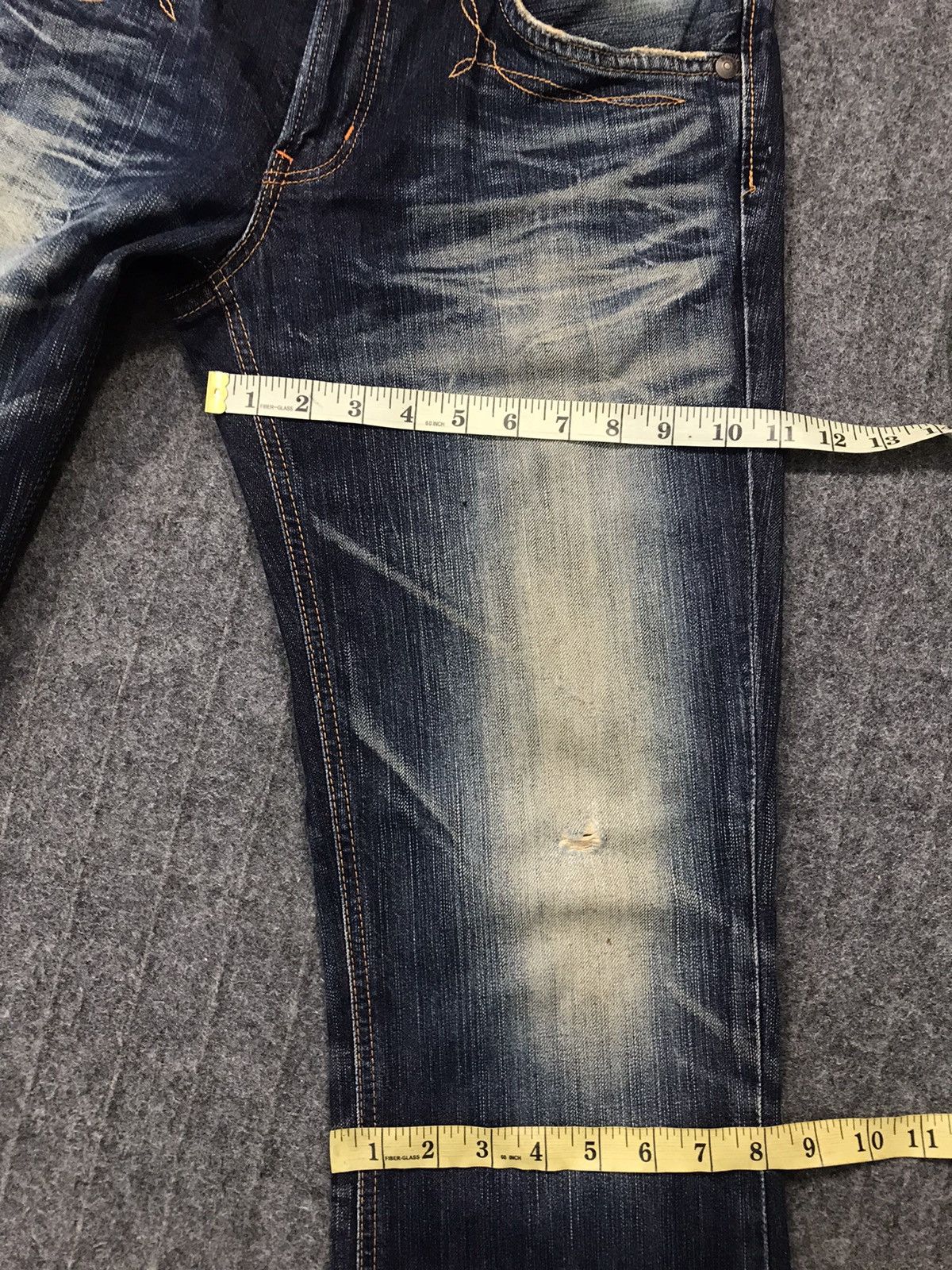 Edwin × Vintage Vintage Edwin Distressed Denim Back Side Leather Style Size US 31 - 21 Thumbnail