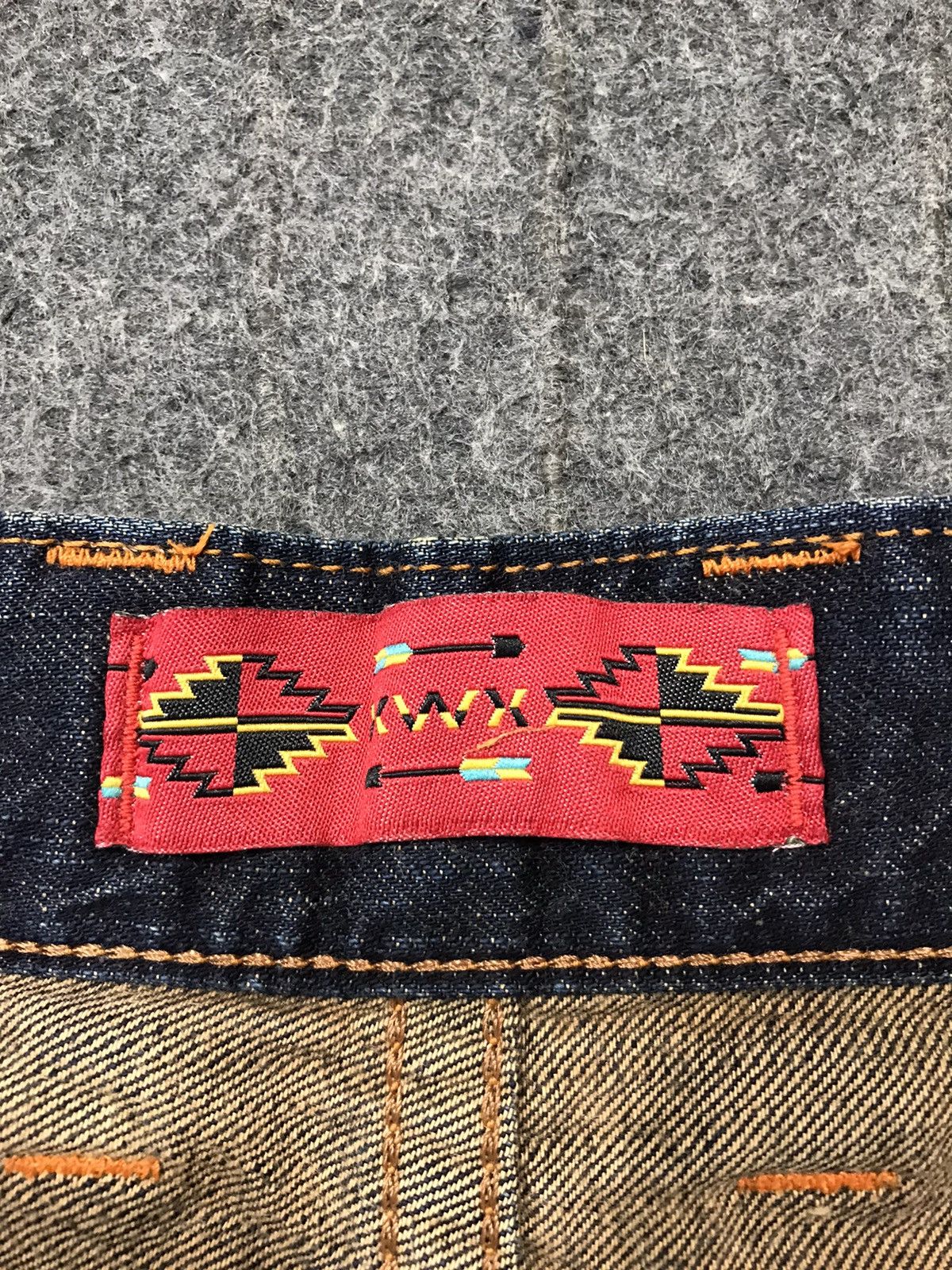 Edwin × Vintage Vintage Edwin Distressed Denim Back Side Leather Style Size US 31 - 17 Thumbnail