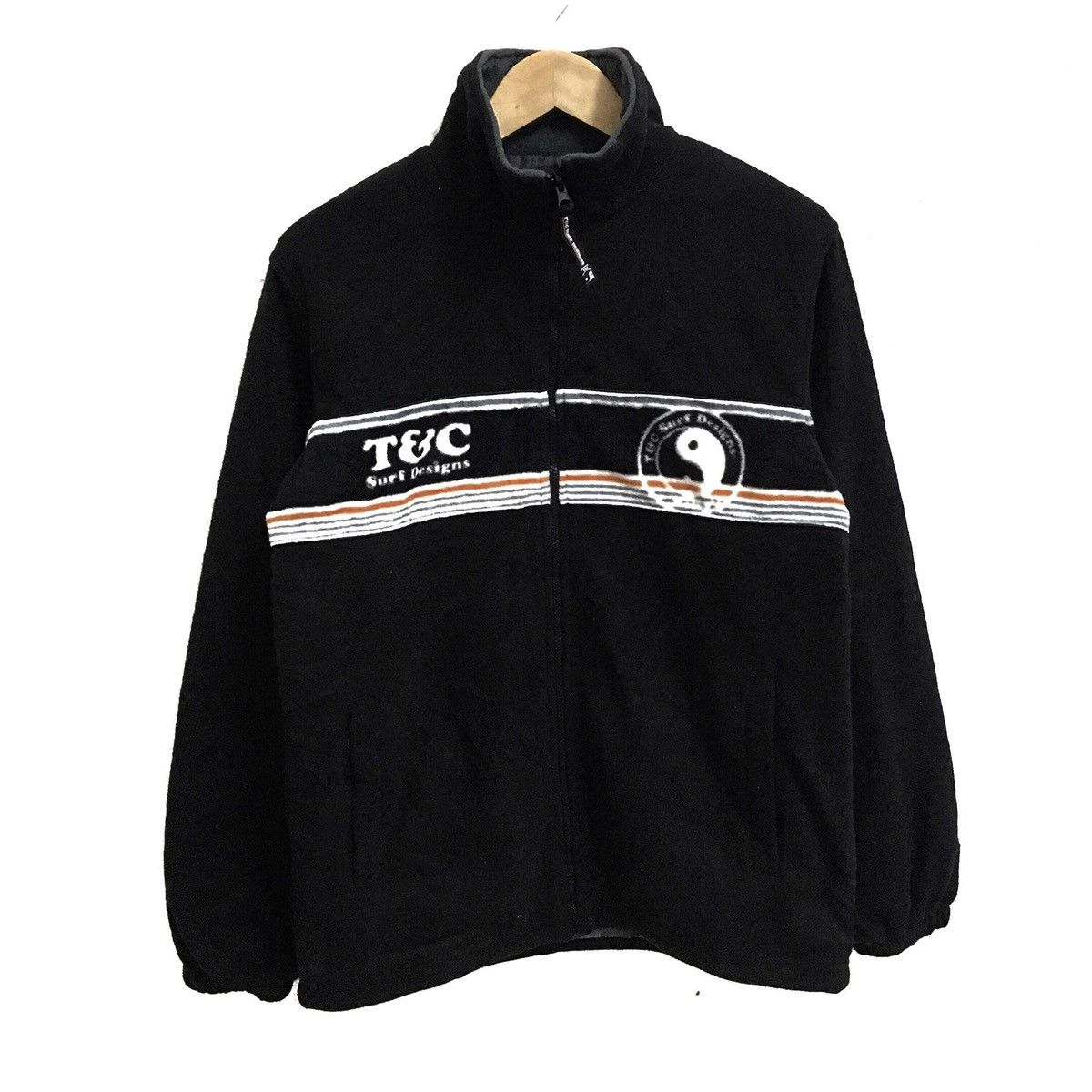 Vintage TOWN & COUNTRY Surf Design Big Logo Fleece Sweater Jacket Size US M / EU 48-50 / 2 - 1 Thumbnail