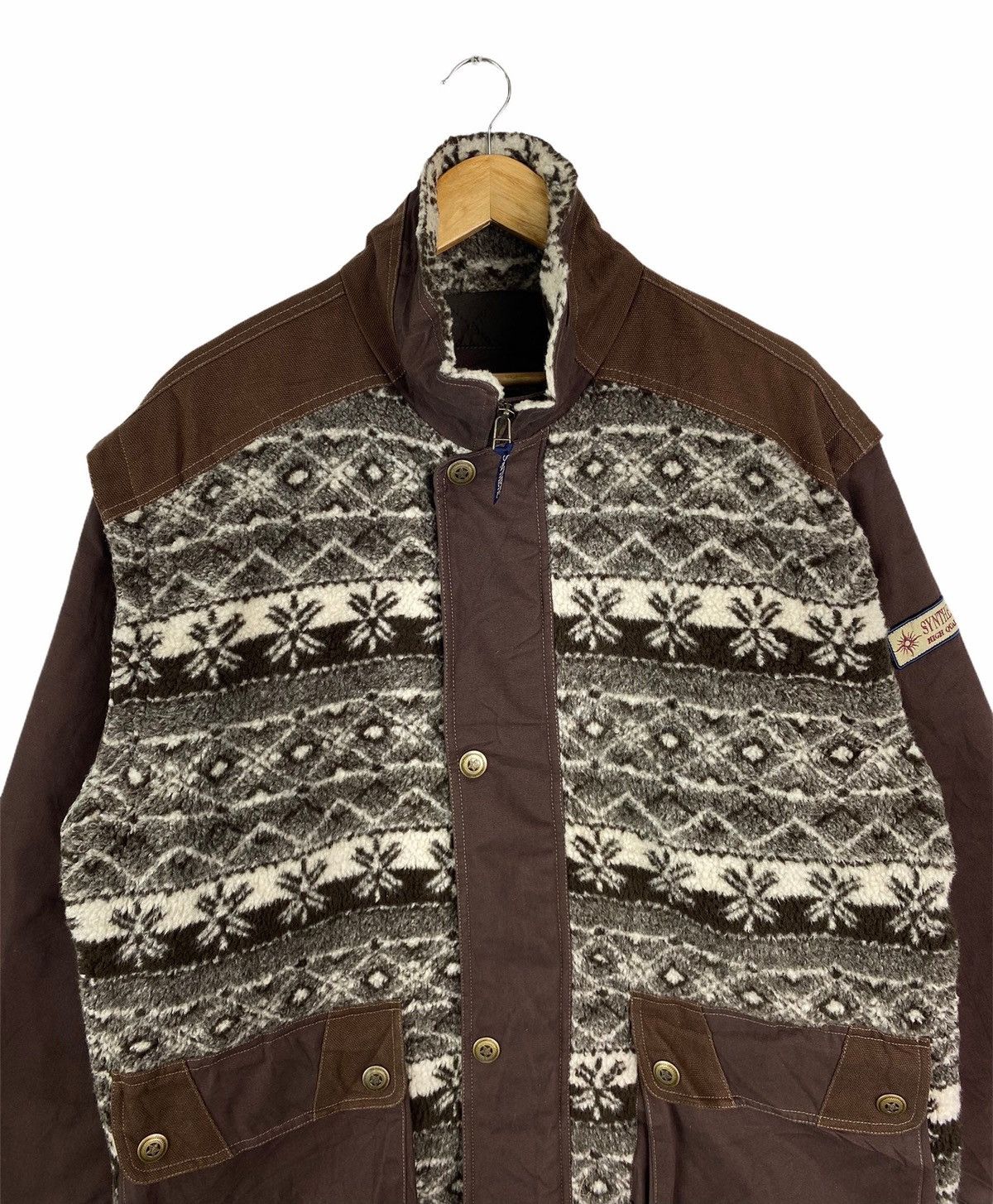 Japanese Brand × Vintage Vintage SYNTHETIC Casualwear Abstract Design Chore Jacket Size US L / EU 52-54 / 3 - 4 Thumbnail