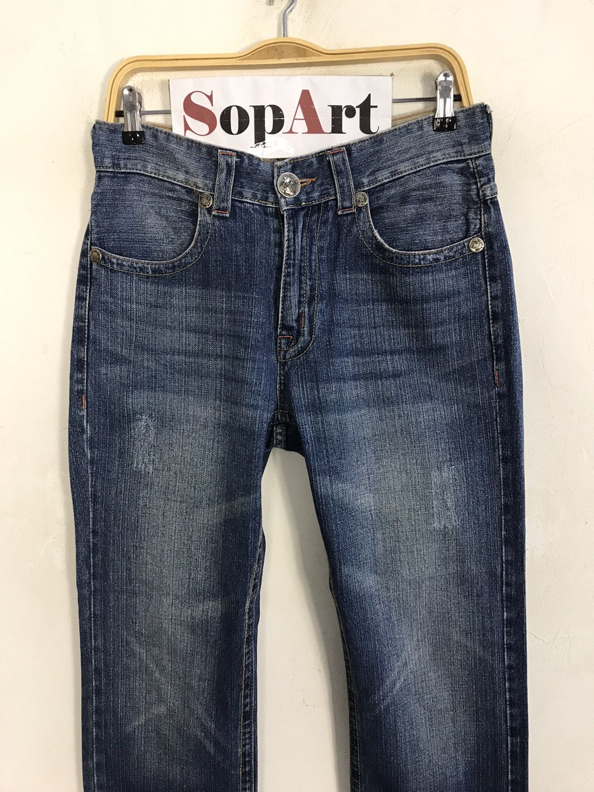 Ed Hardy × Vintage Vtg Ed Hardy Back Side Big Logo Embroidery Phoenix Jeans Size US 31 - 4 Thumbnail