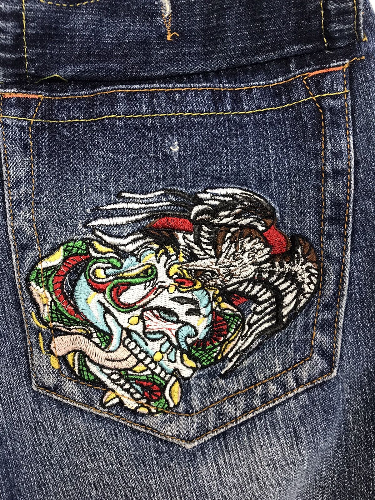Ed Hardy × Vintage Vtg Ed Hardy Back Side Big Logo Embroidery Phoenix Jeans Size US 31 - 14 Thumbnail