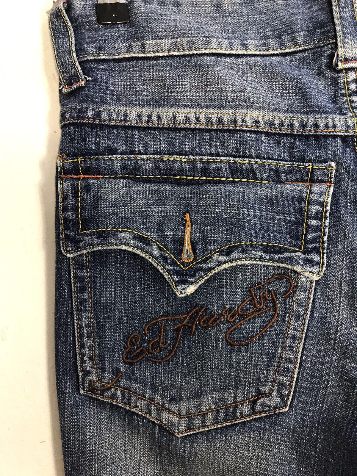 Ed Hardy × Vintage Vtg Ed Hardy Back Side Big Logo Embroidery Phoenix Jeans Size US 31 - 12 Thumbnail