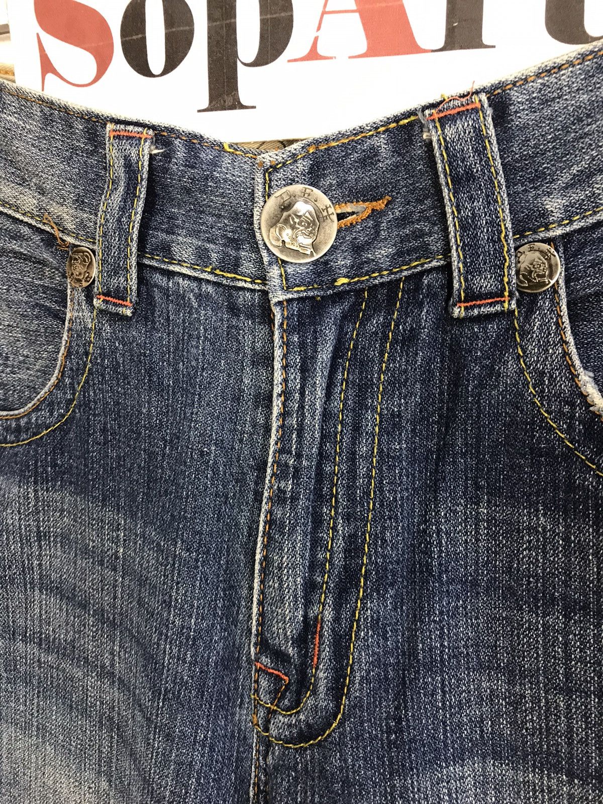 Ed Hardy × Vintage Vtg Ed Hardy Back Side Big Logo Embroidery Phoenix Jeans Size US 31 - 7 Thumbnail