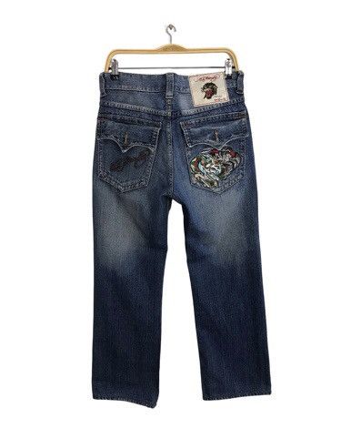 Ed Hardy × Vintage Vtg Ed Hardy Back Side Big Logo Embroidery Phoenix Jeans Size US 31 - 1 Thumbnail