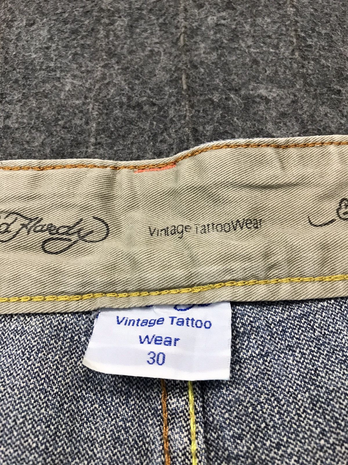 Ed Hardy × Vintage Vtg Ed Hardy Back Side Big Logo Embroidery Phoenix Jeans Size US 31 - 18 Thumbnail