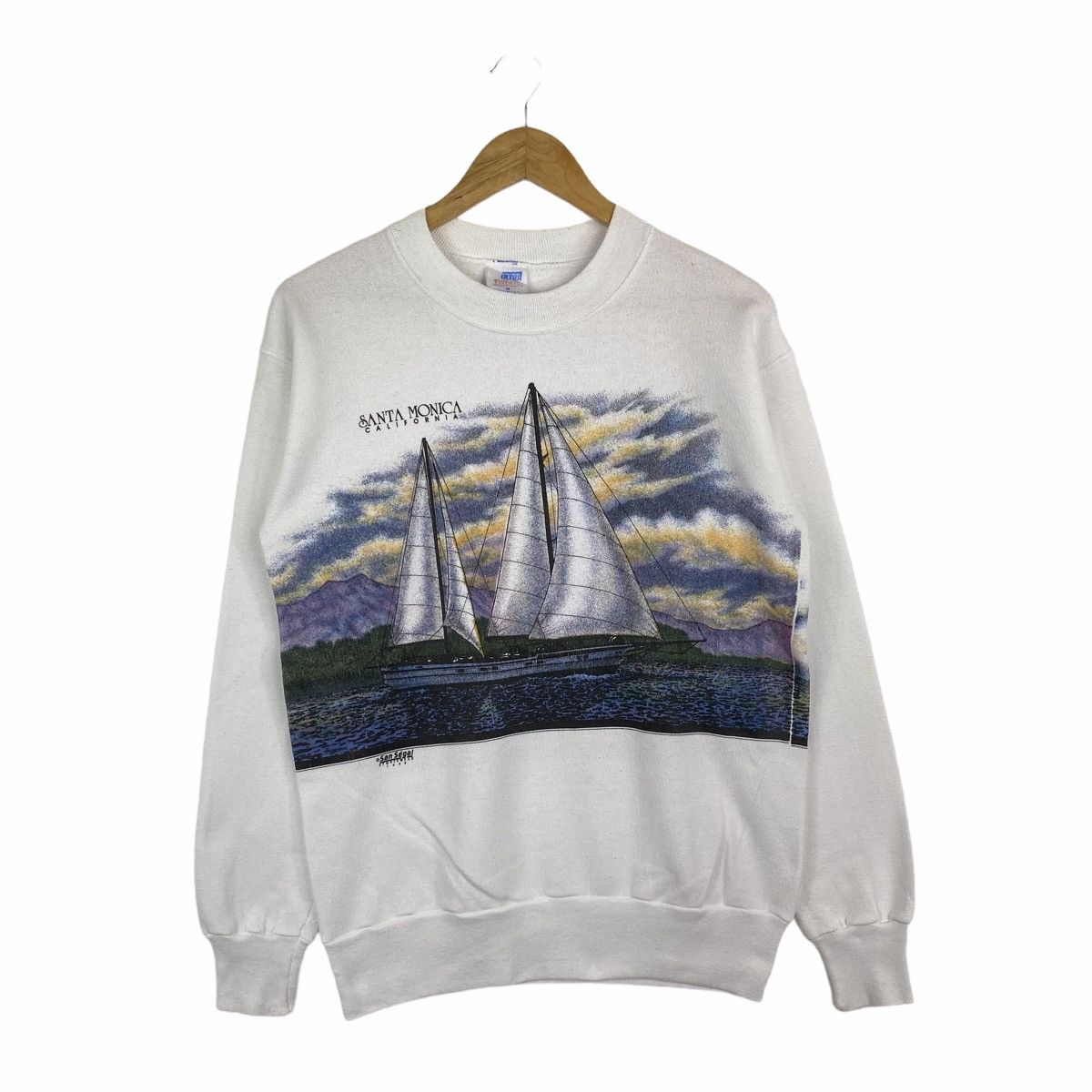 Vintage Vintage SANTA MONICA California Big Logo Sweatshirt Pullover Size US S / EU 44-46 / 1 - 1 Thumbnail