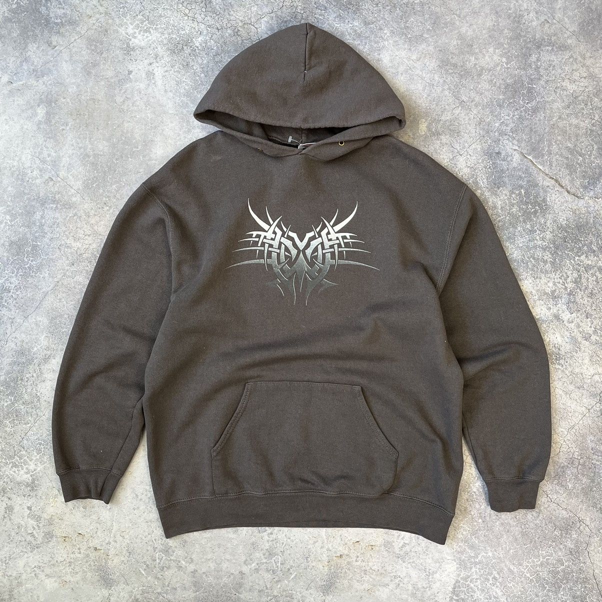 Fruit Of The Loom FADED 🔥 VINTAGE Y2K FOTL TRIBAL BROWN OVERSIZED HOODIE Size US XL / EU 56 / 4 - 1 Thumbnail