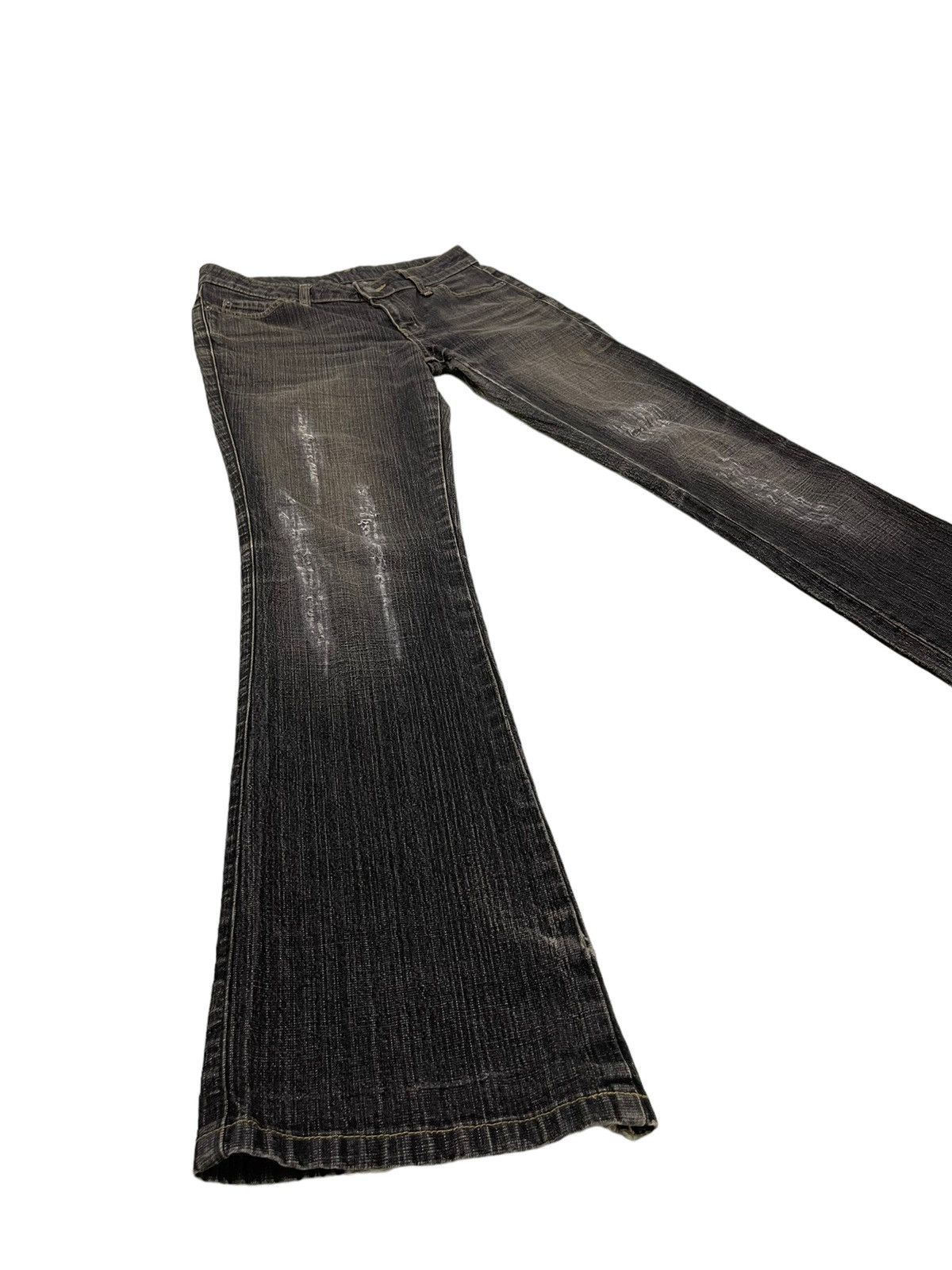image of Hype Flare Jeans Camel Road Distress Stretch Low Rise Denim 22 in Grey, Men's (Size 28)