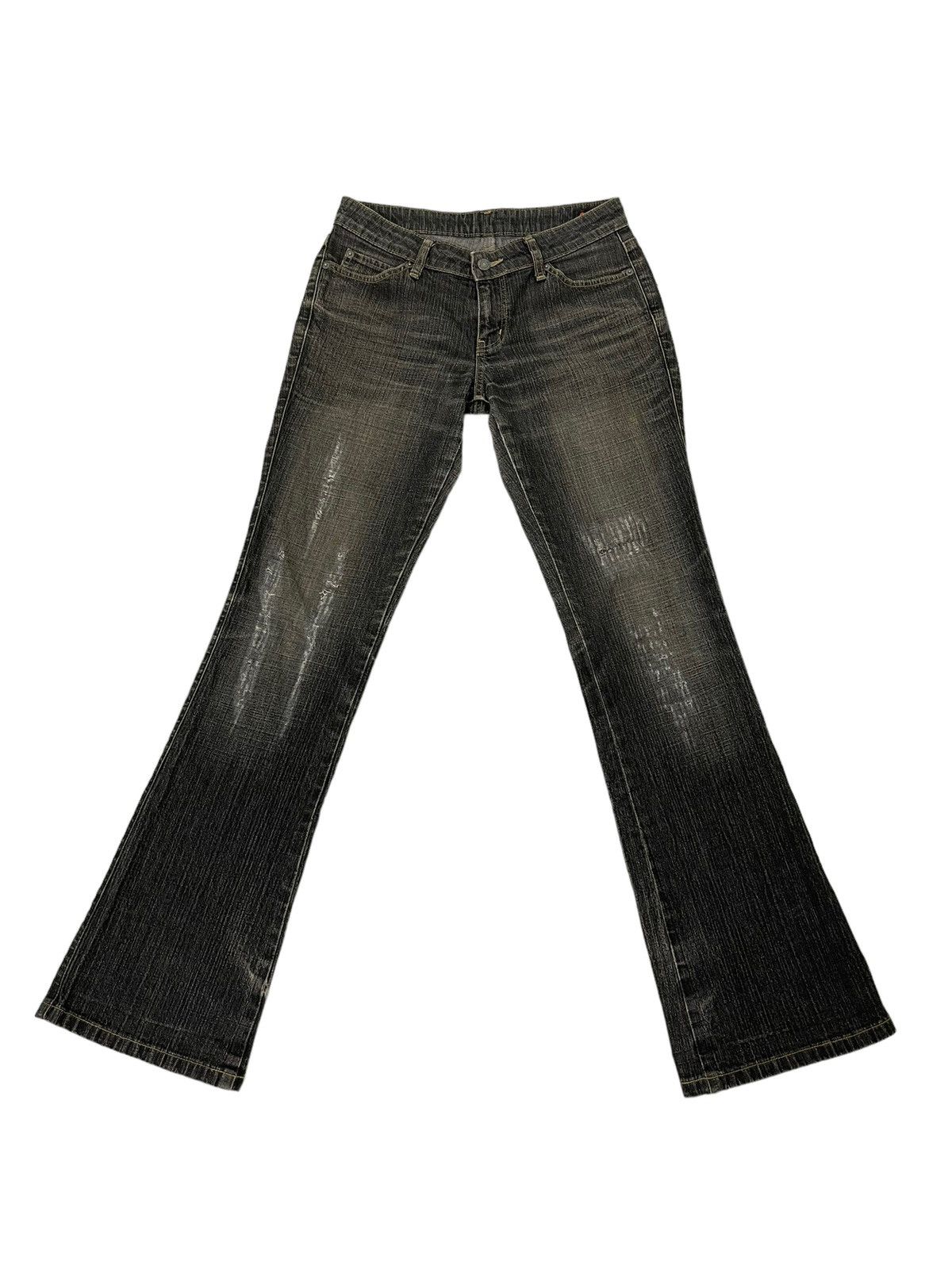 Japanese Brand Flare Jeans Camel Road Distress Stretch Low Rise Denim 2🟦2 Size US 28 / EU 44 - 2 Thumbnail